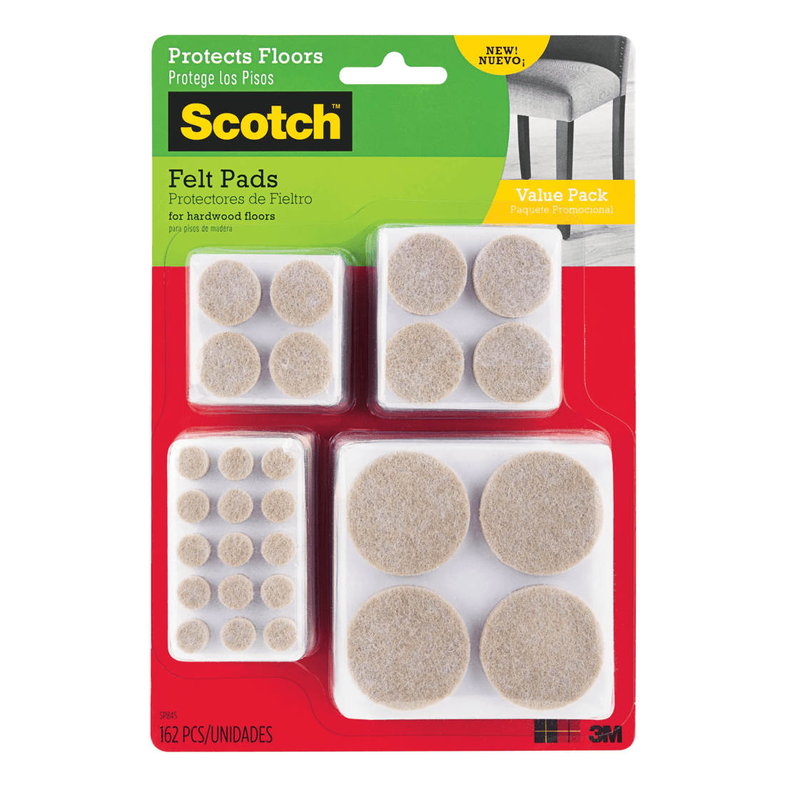 1 162 Piece 3M Scotch Felt Pads, 1 of 4