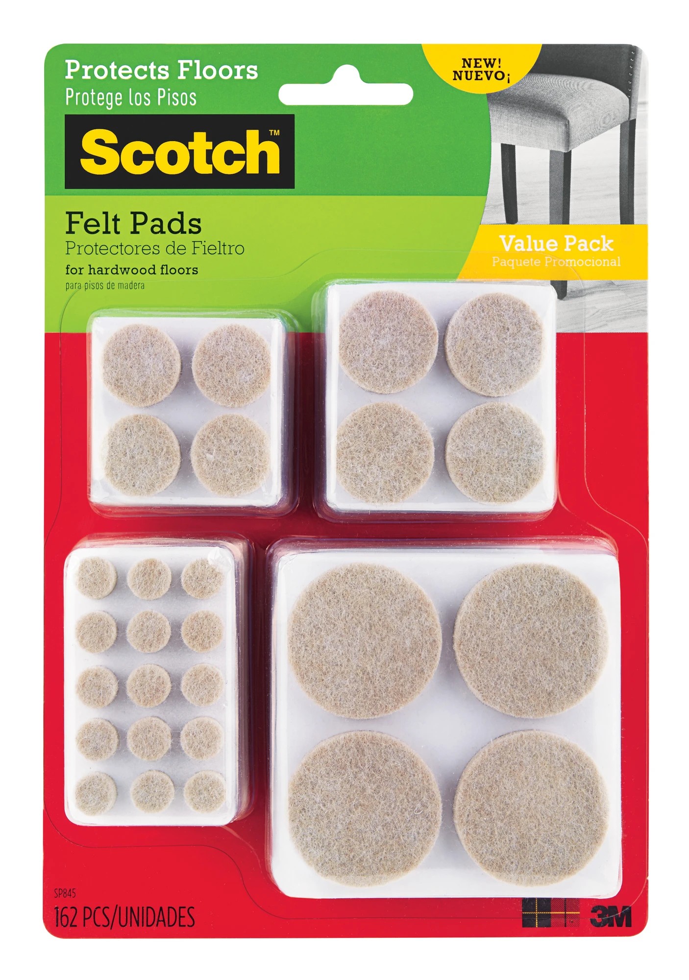 1 162 Piece 3M Scotch Felt Pads, 1 of 4