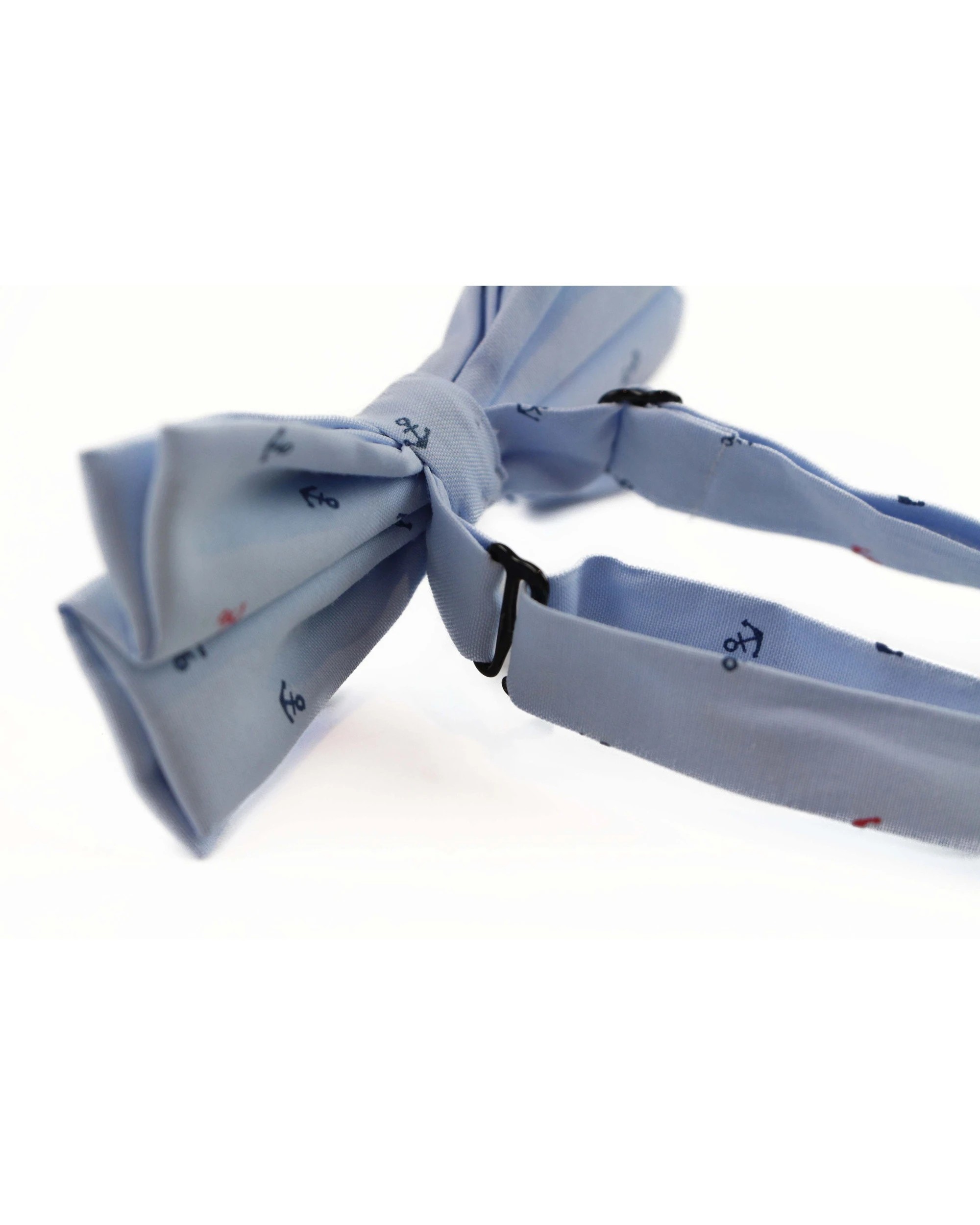 2 Zasel Mens Light Blue Preppy Anchor Patterned Cotton Bow Tie, 2 of 2