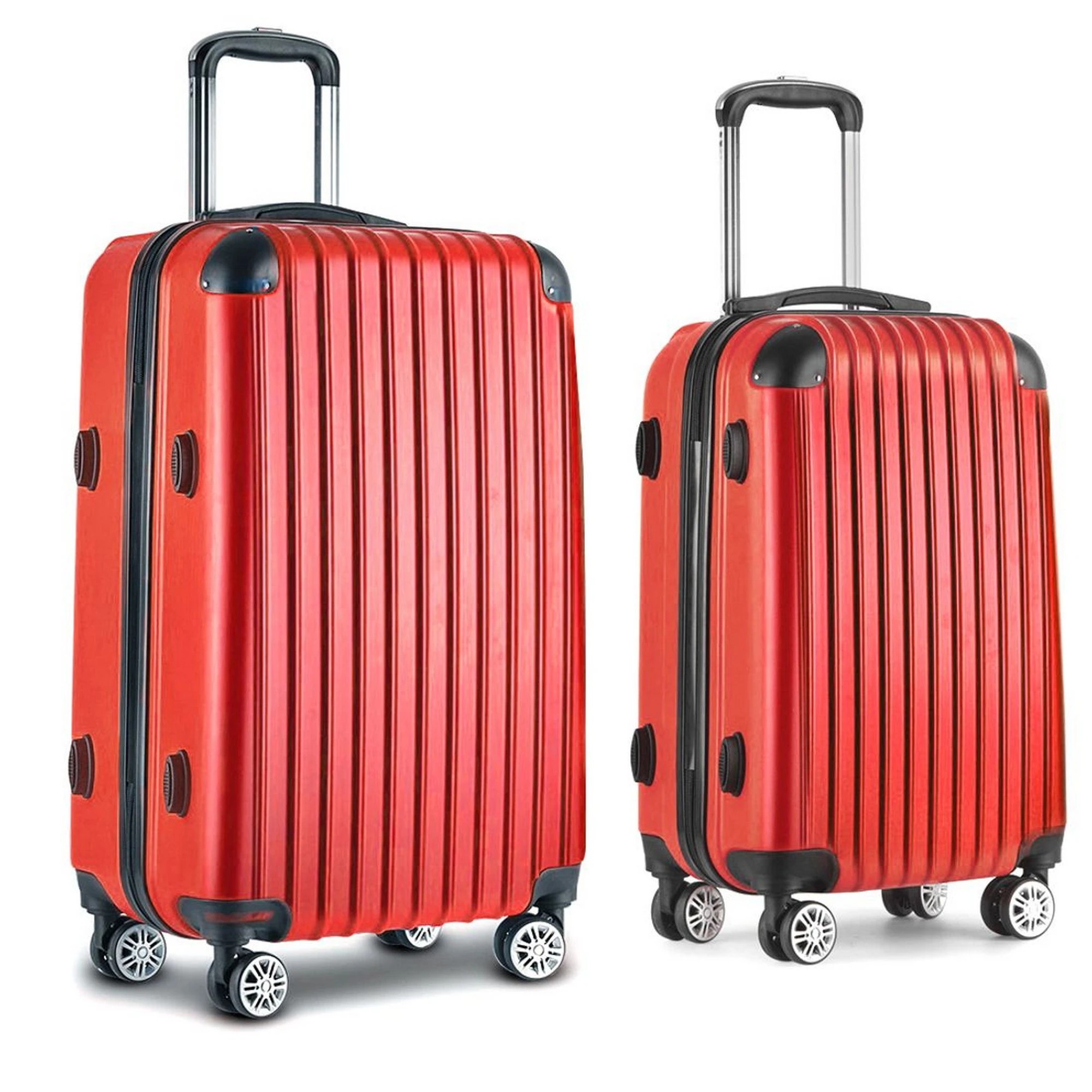 2 Wanderlite 2pc Luggage Trolley Travel Set Suitcase Carry On TSA Hard Case - Red, 2 of 6