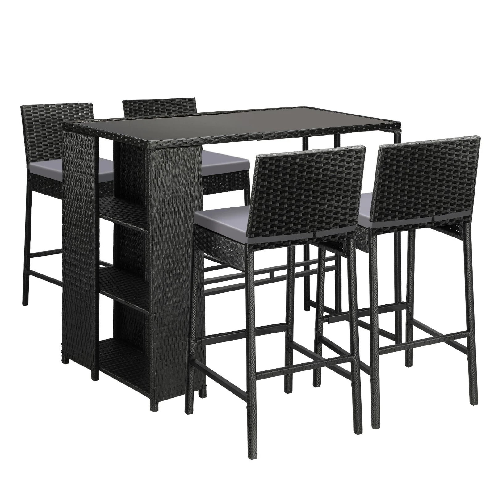 1 Livsip Outdoor Dining Set Patio Furniture Rattan Bar Table Chairs Bar Stools Set
 - Multi, 1 of 10