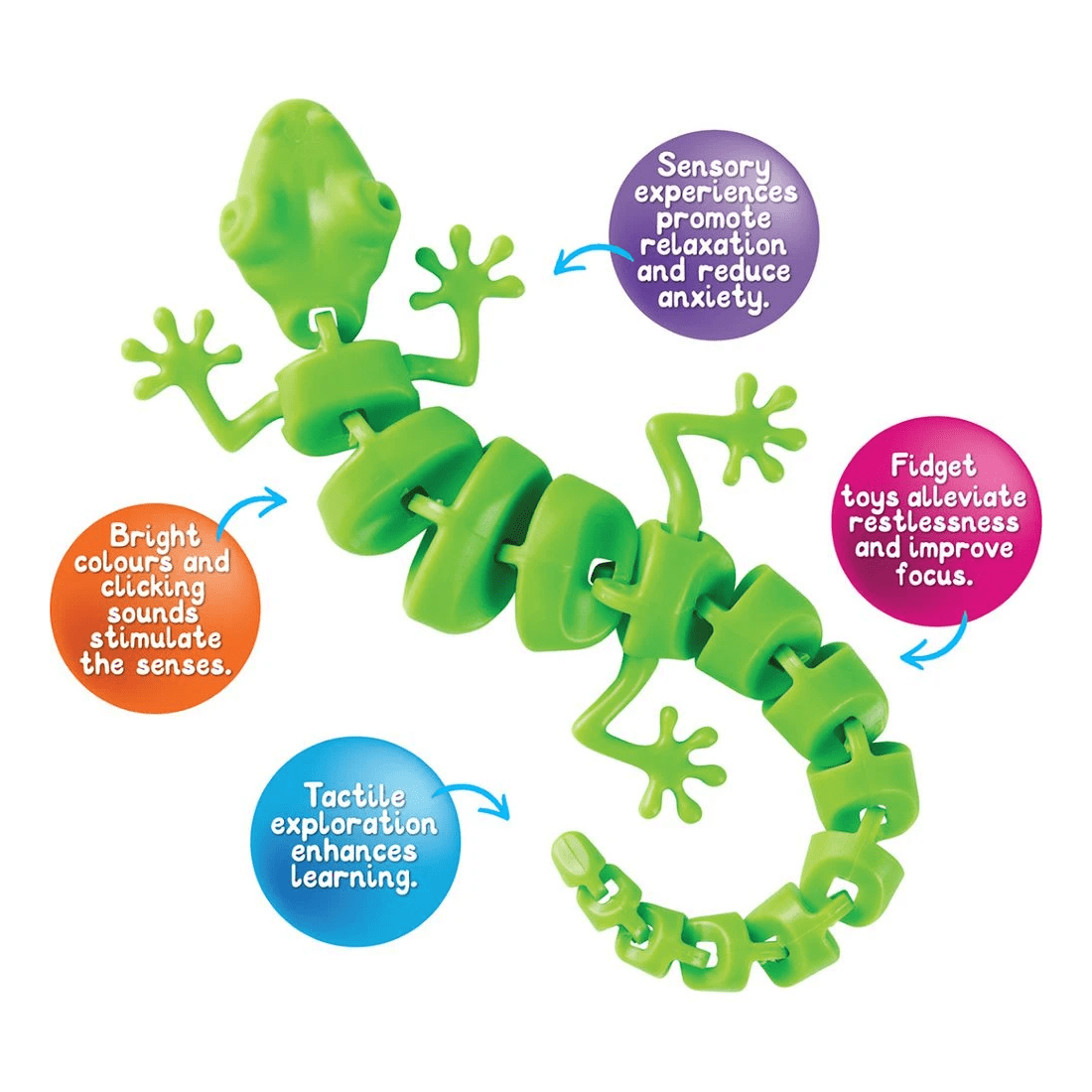 2 Sensory Gecko Fidget Toy Green, 2 of 4