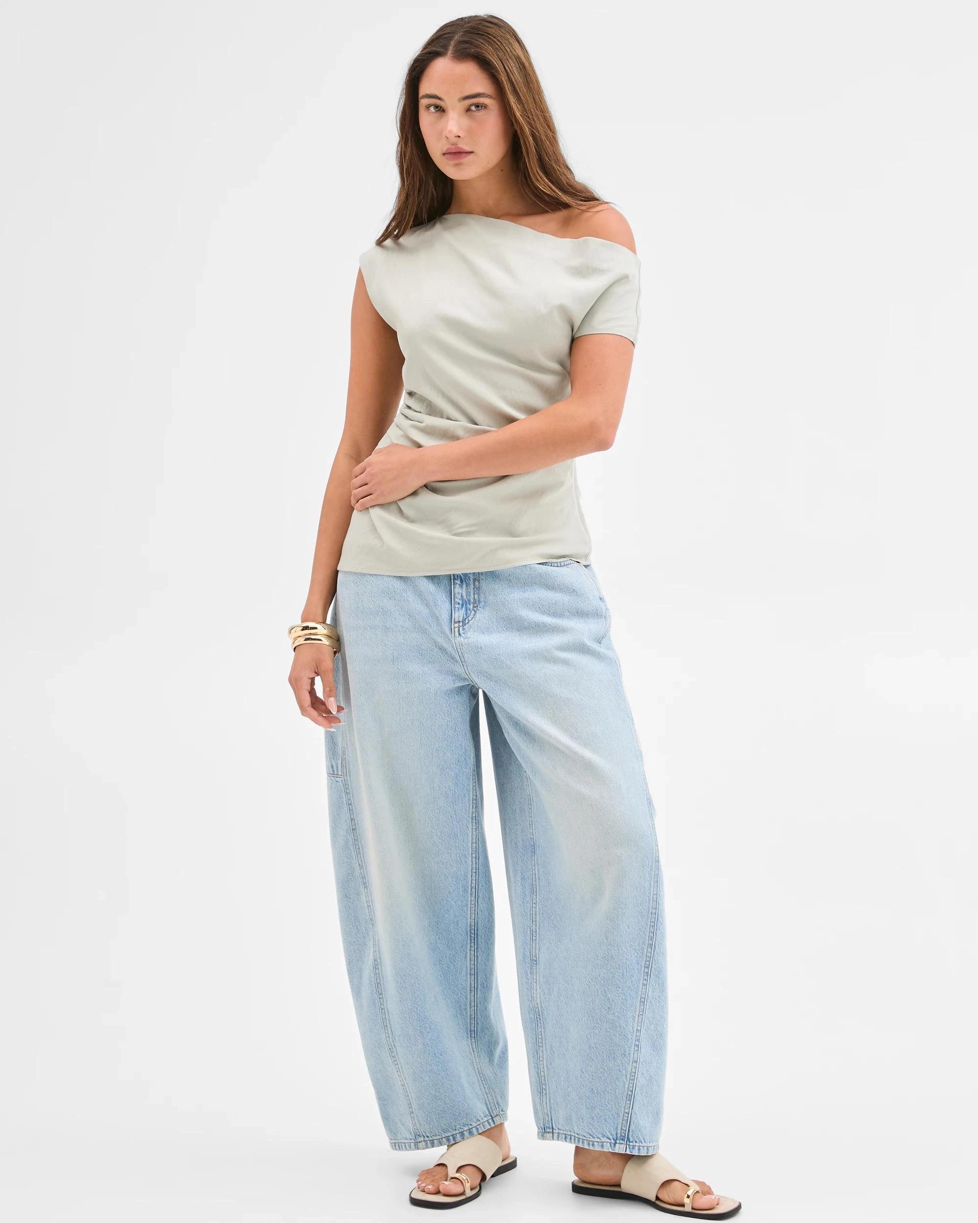 2 Lily Loves Gathered Side Off Shoulder Top SEAFOAM, 2 of 6