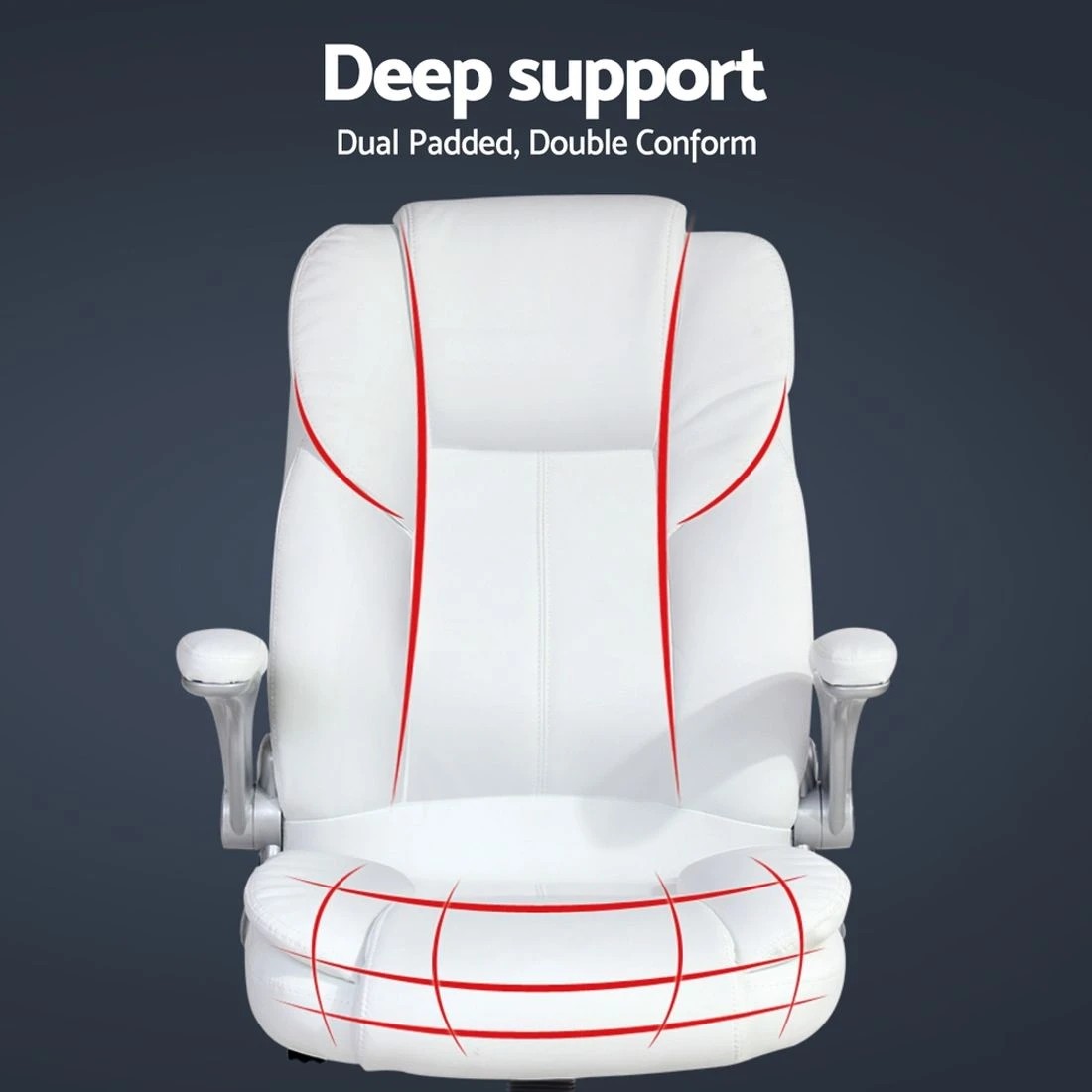 5 Artiss Executive Office Chair Leather Tilt - White, 5 of 9