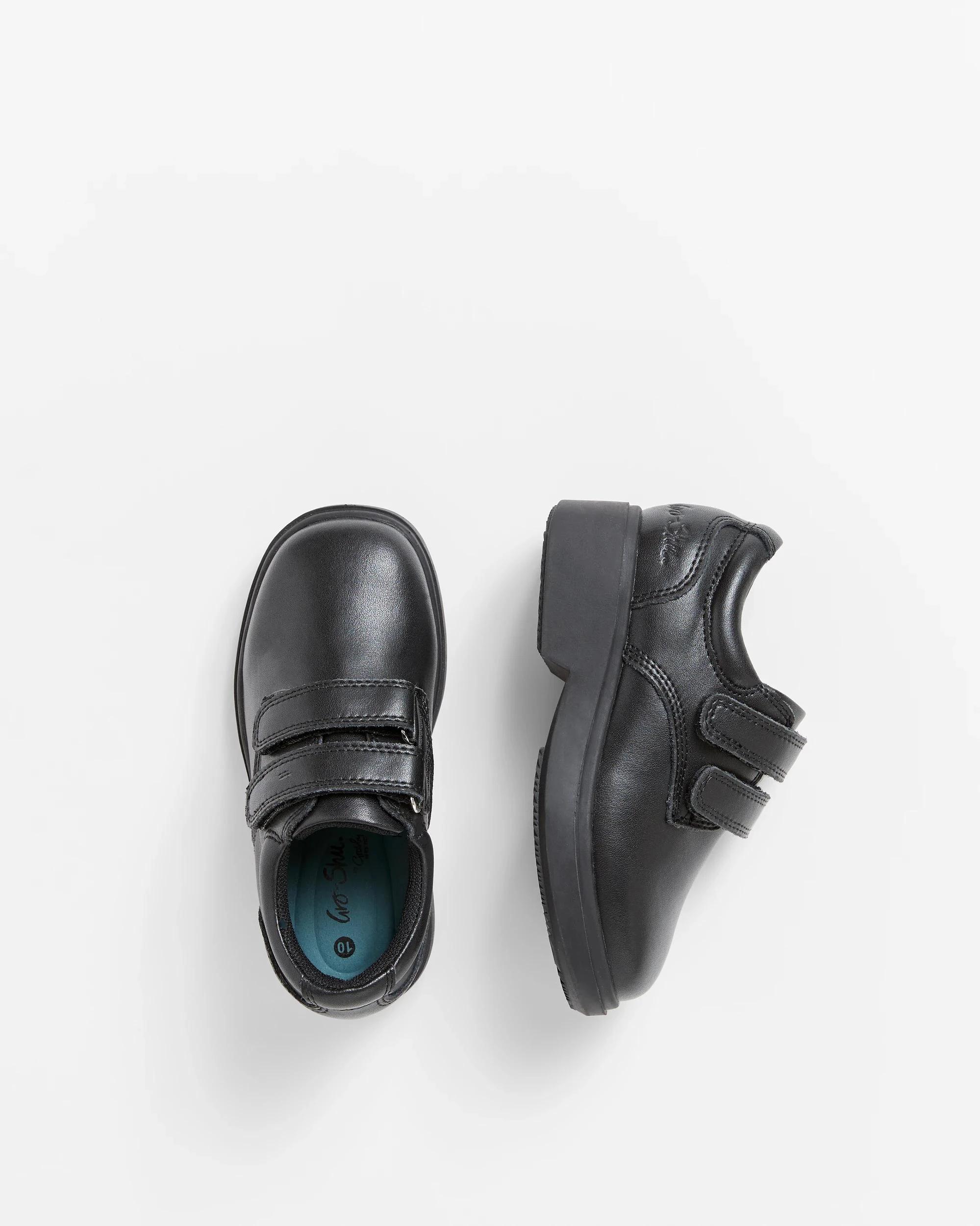 2 GroShu by Grosby Gro-Shu Leather Twin Tab School Shoes BLACK, 2 of 7