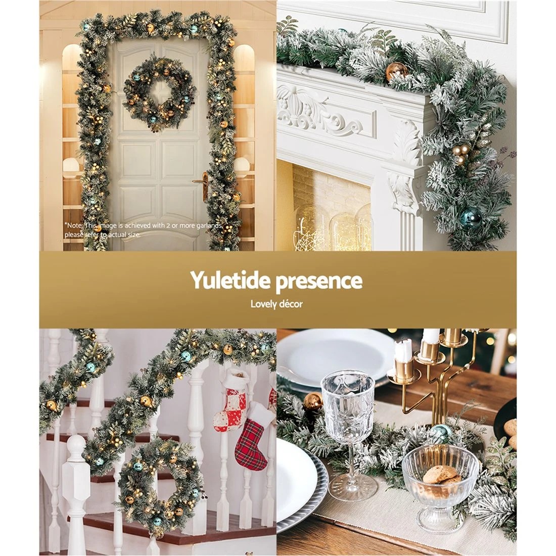 6 Jingle Jollys 2.7m Christmas Garland With Led Lights Snowy Decoration Xmas Party
 - Green, 6 of 7