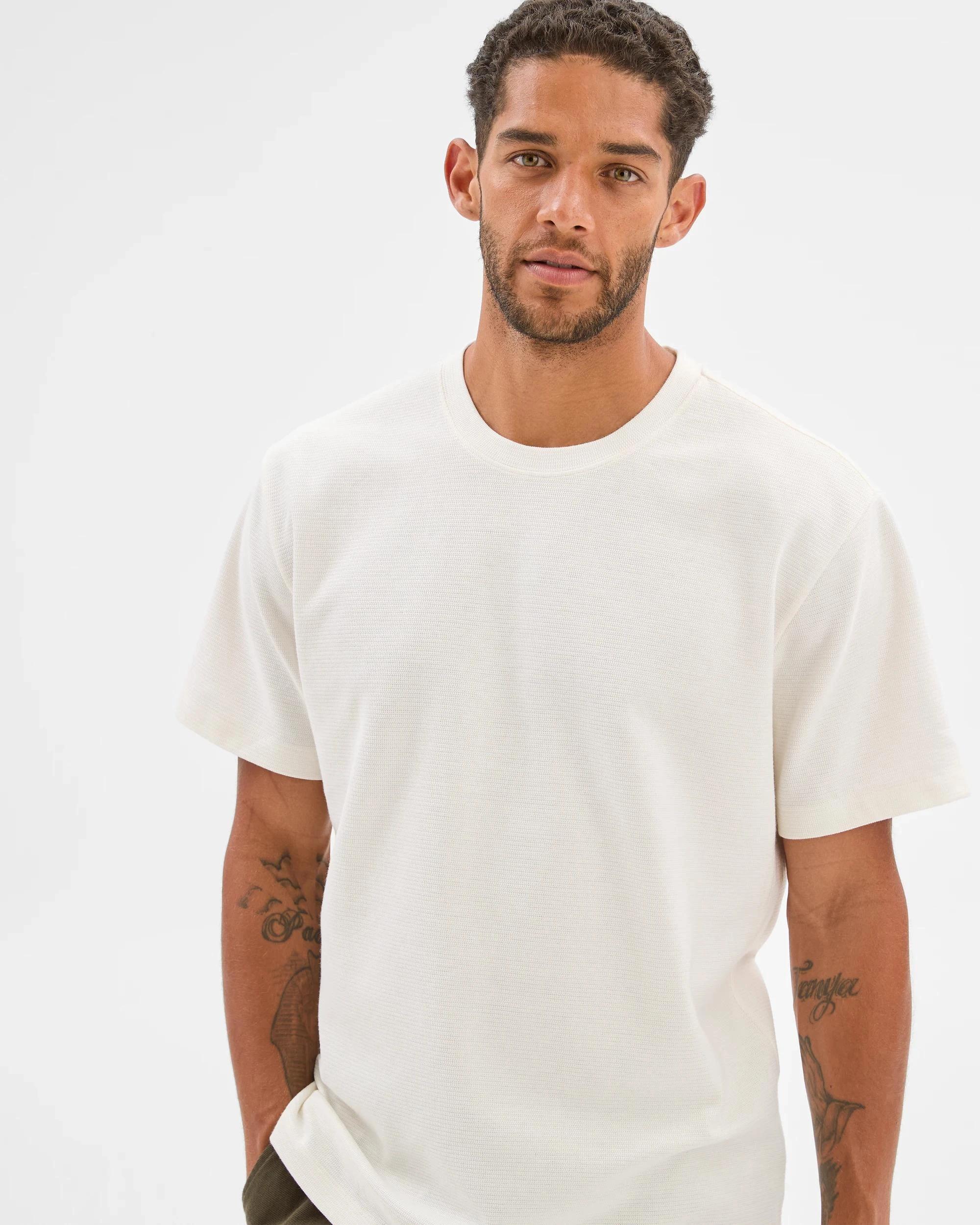 2 Target Australian Cotton Blend Textured T-Shirt WHITE, 2 of 6