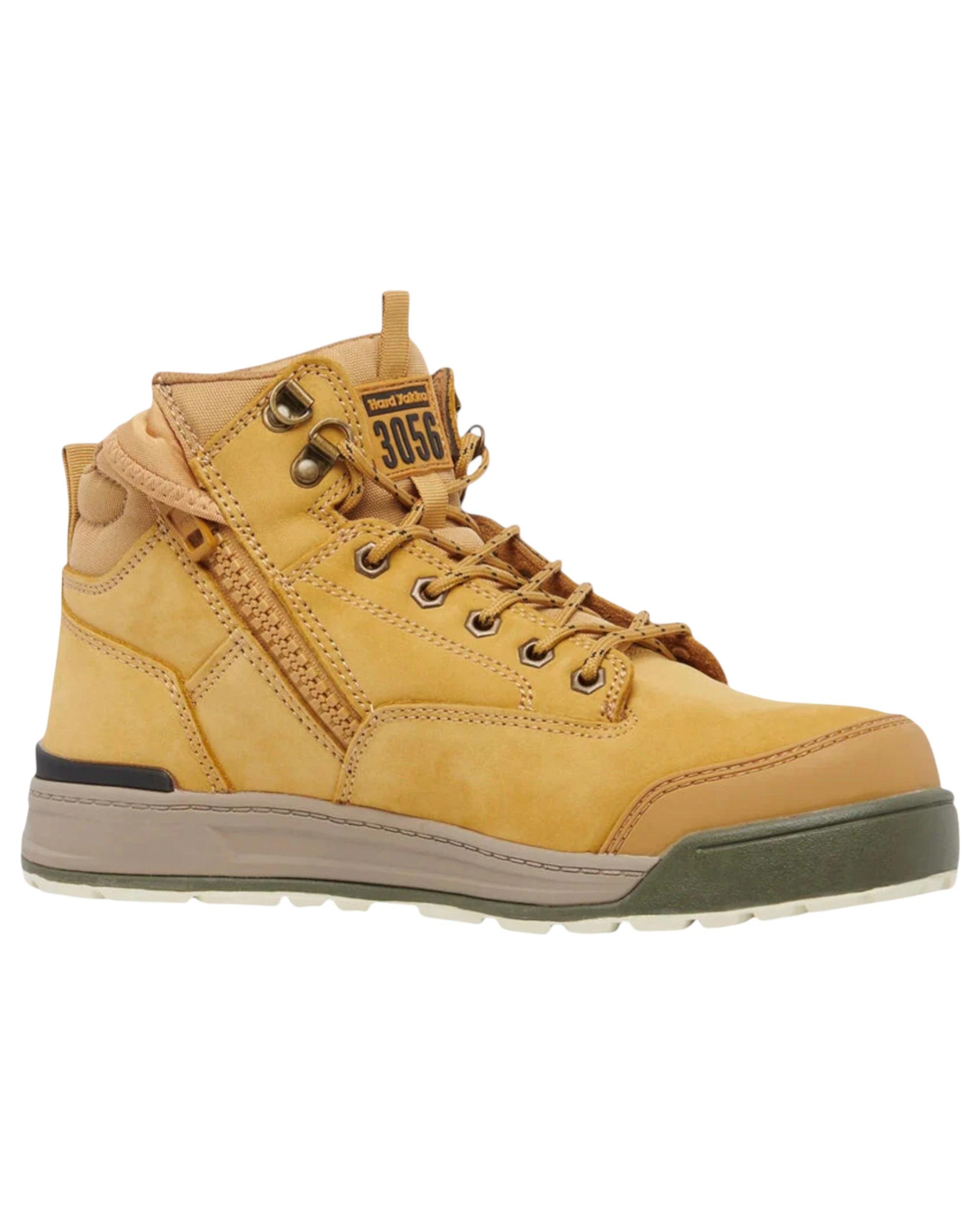 2 Hard Yakka Mens 3056 Lace Boots Zip Steel Top Cap Industrial Wheat Boot WHEAT, 2 of 6