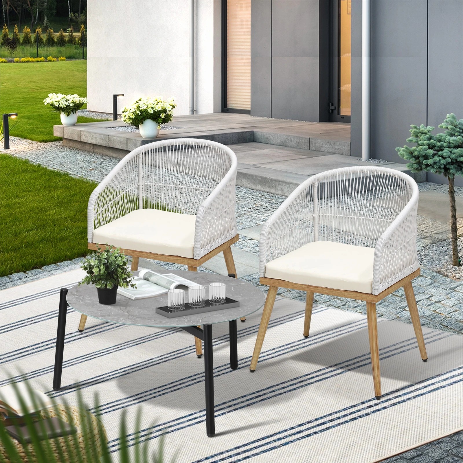 3 Livsip 3 Piece Outdoor Patio Setting Bistro Sets Lounge Furniture Sets 70cm Table
 - Multi, 3 of 10