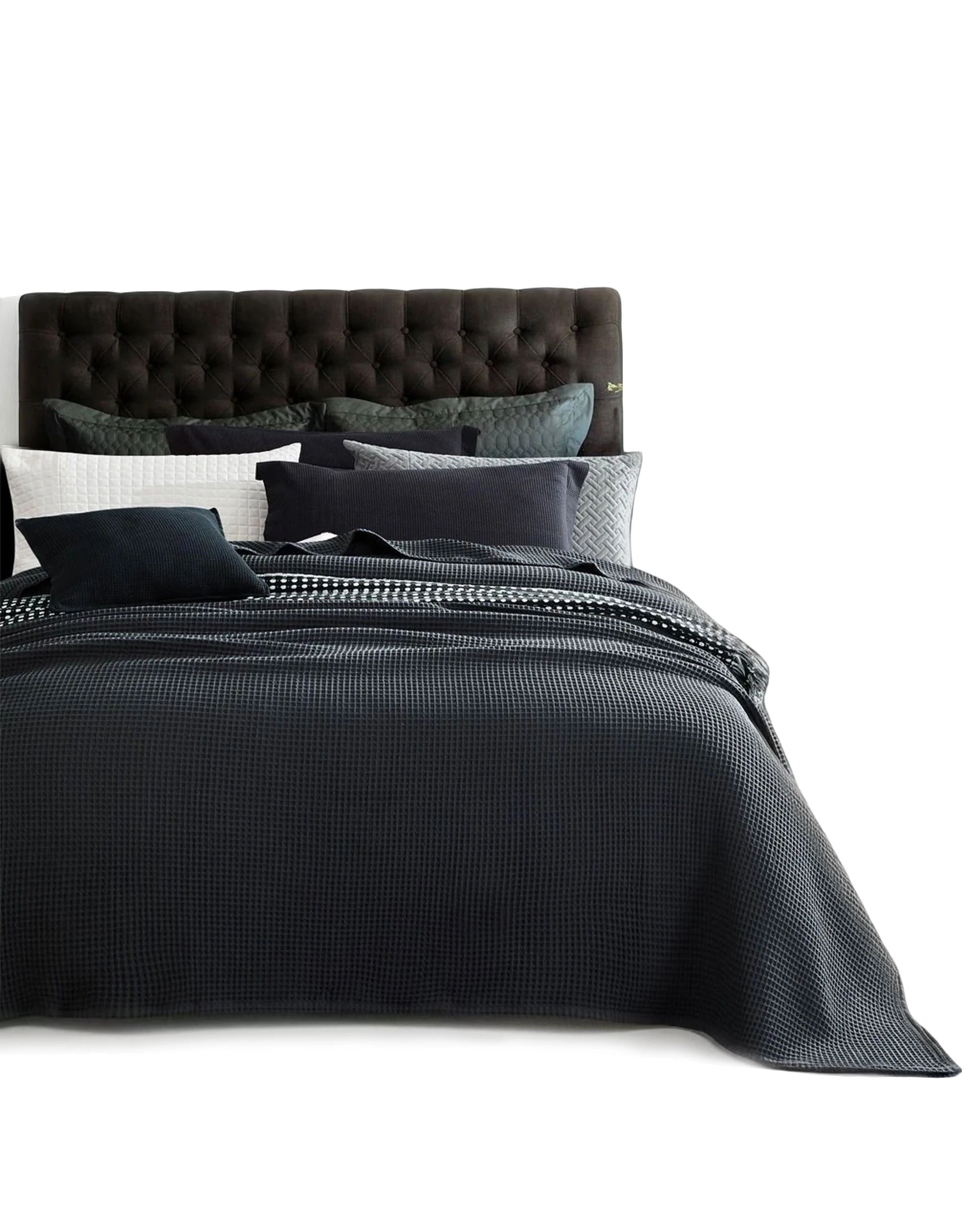 1 Cotton More Chunky Waffle Blanket 100% Cotton Throw Double - Charcoal, 1 of 6