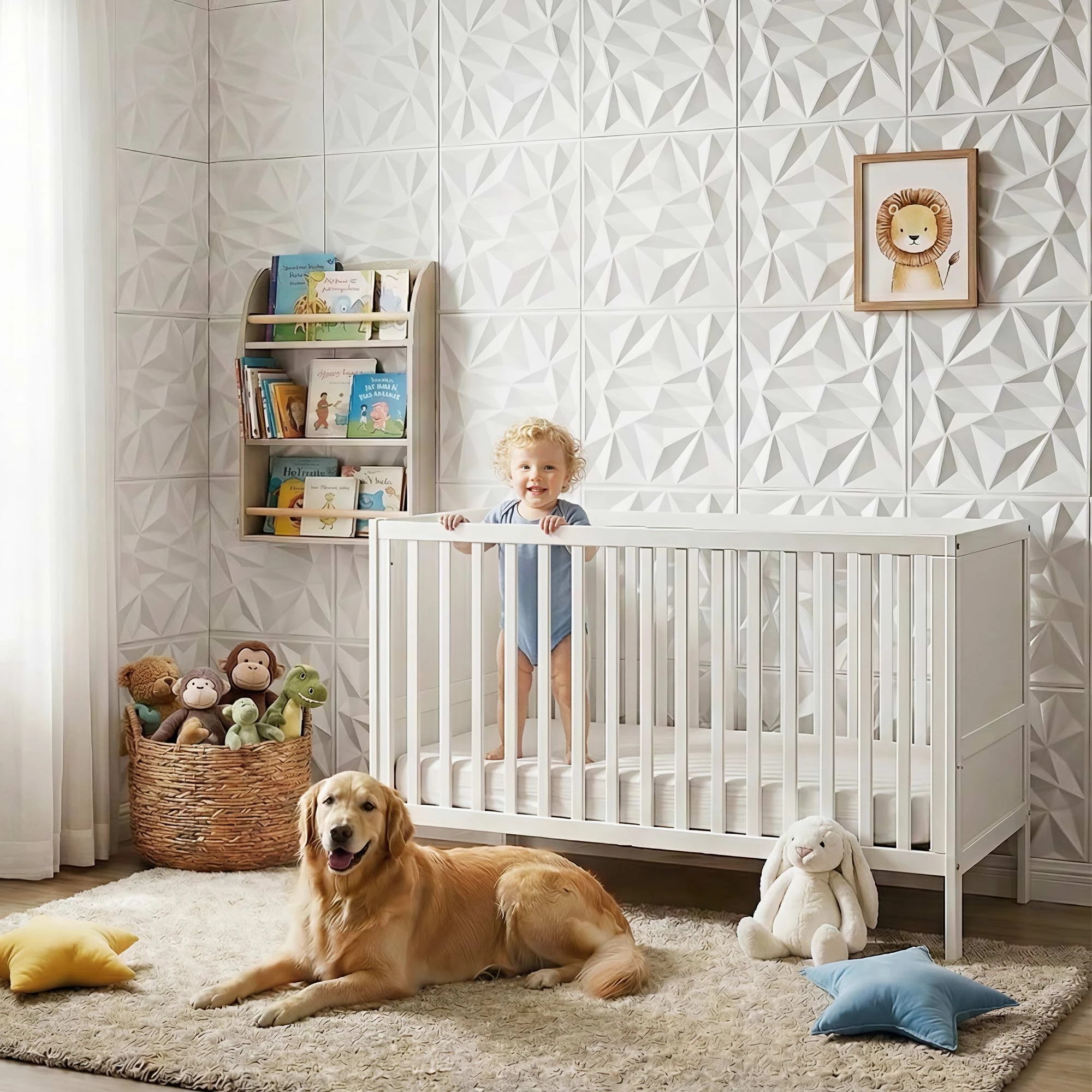 5 Artiss 3D Wall Panels Diamond 15PCS PVC Decorative Panels 50x50cm Feature Wall - White, 5 of 8