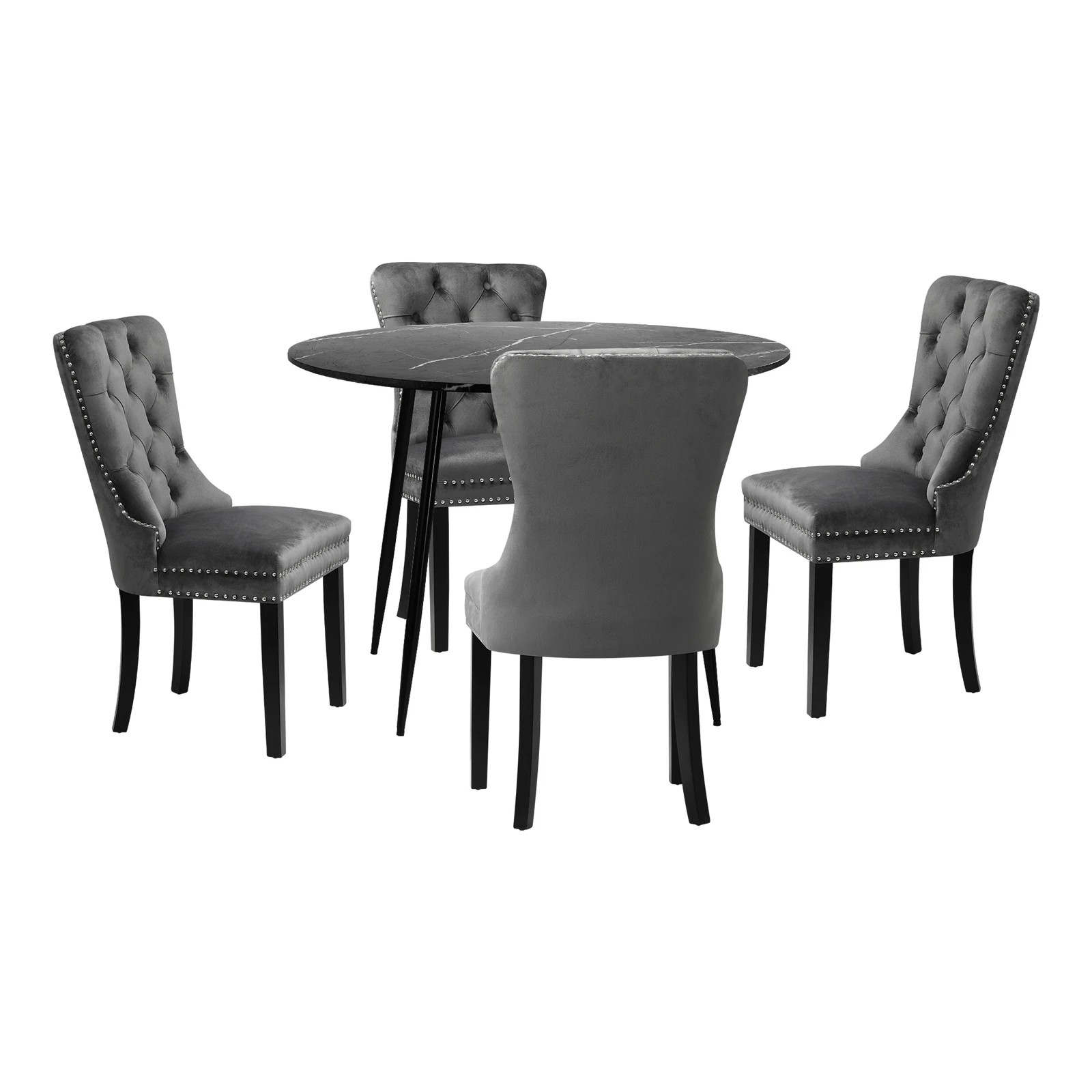 7 Oikiture 110cm Round Dining Table With 4pcs Dining Chairs Velvet
 - Multi, 7 of 10