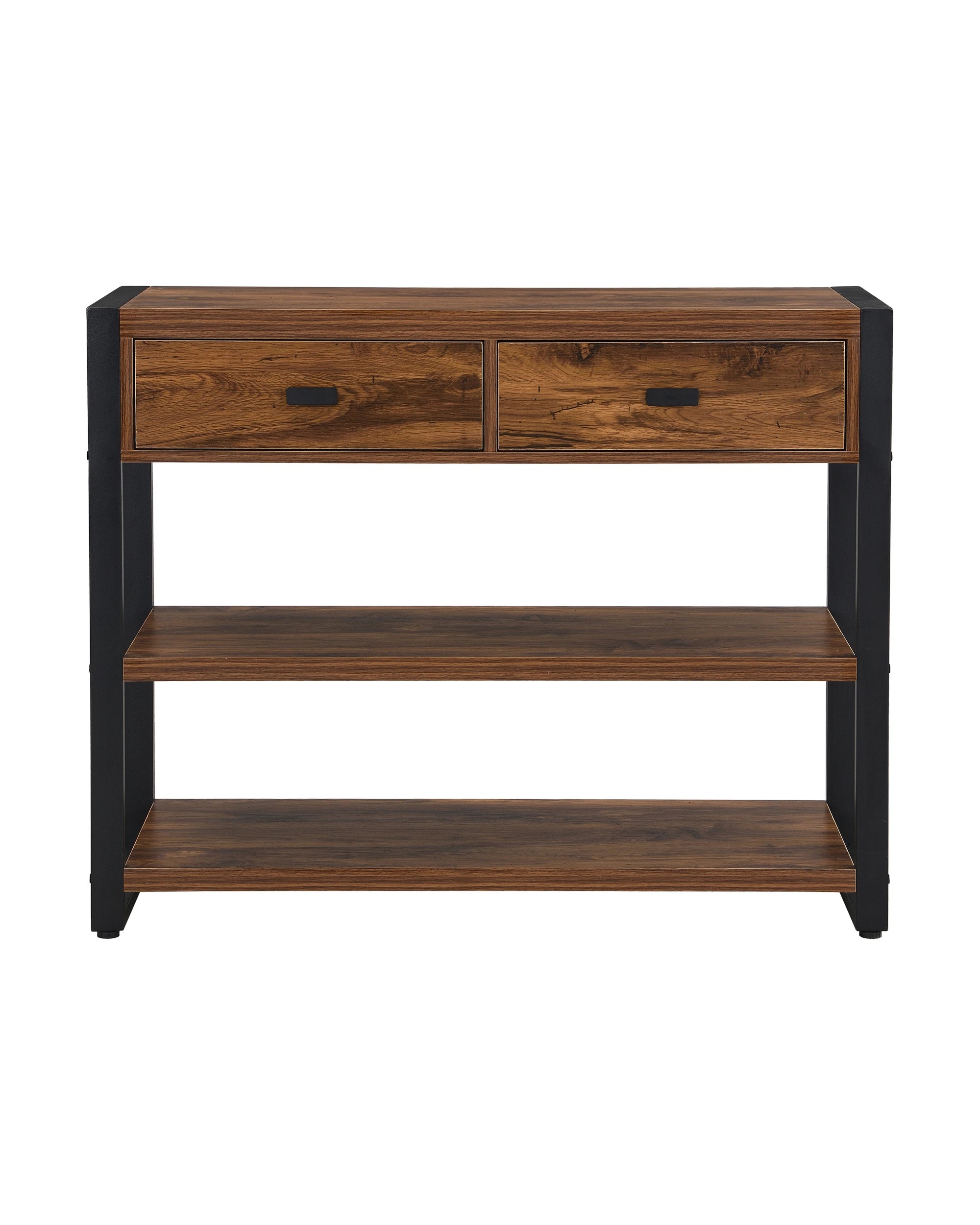 1 IHOMDEC Console Table with Two Drawers and 3 Shelves, 1 of 5