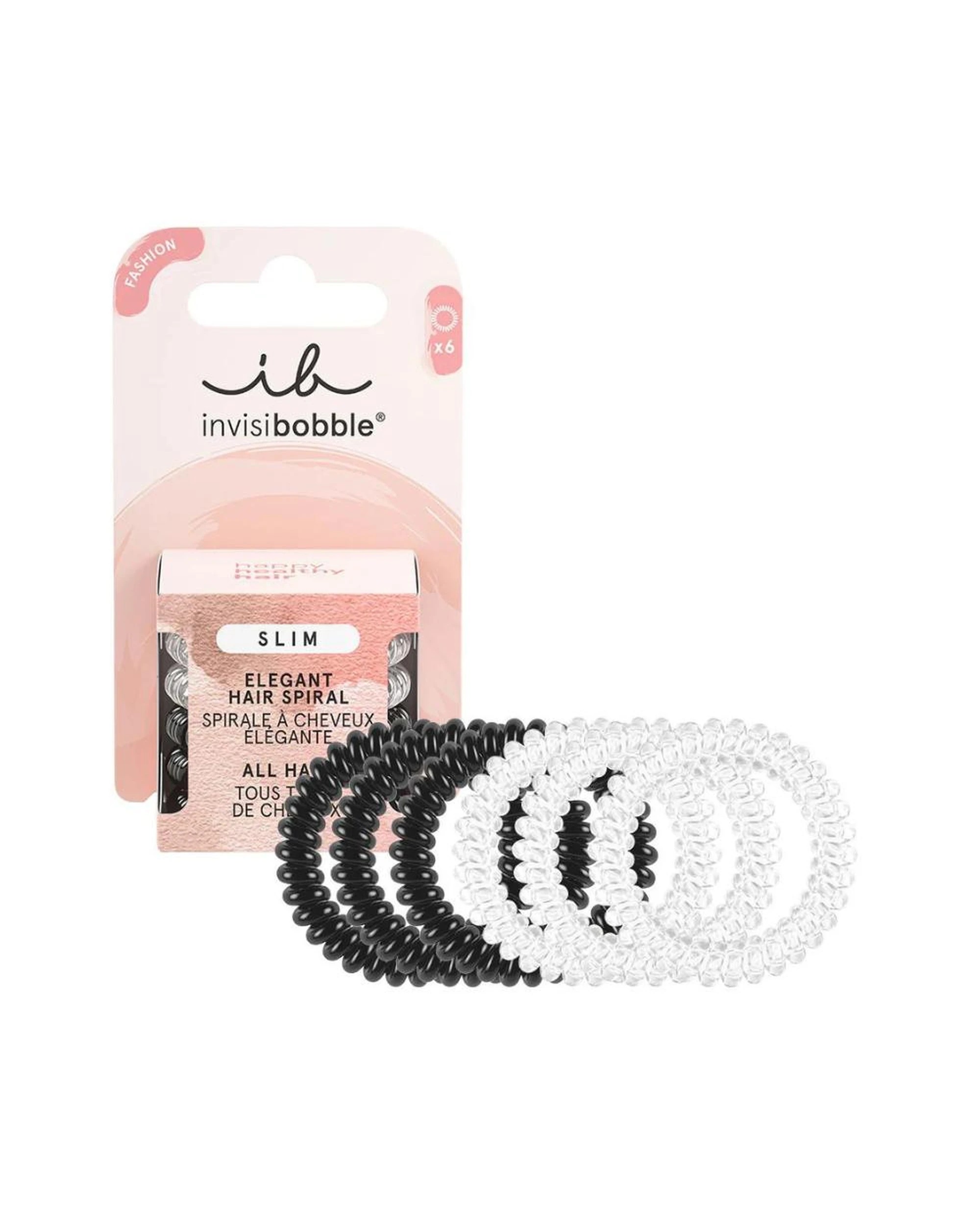 1 Invisibobble Slim Elegant Spiral Traceless Hair Ties 6Pk - Day and Night - Multi, 1 of 1