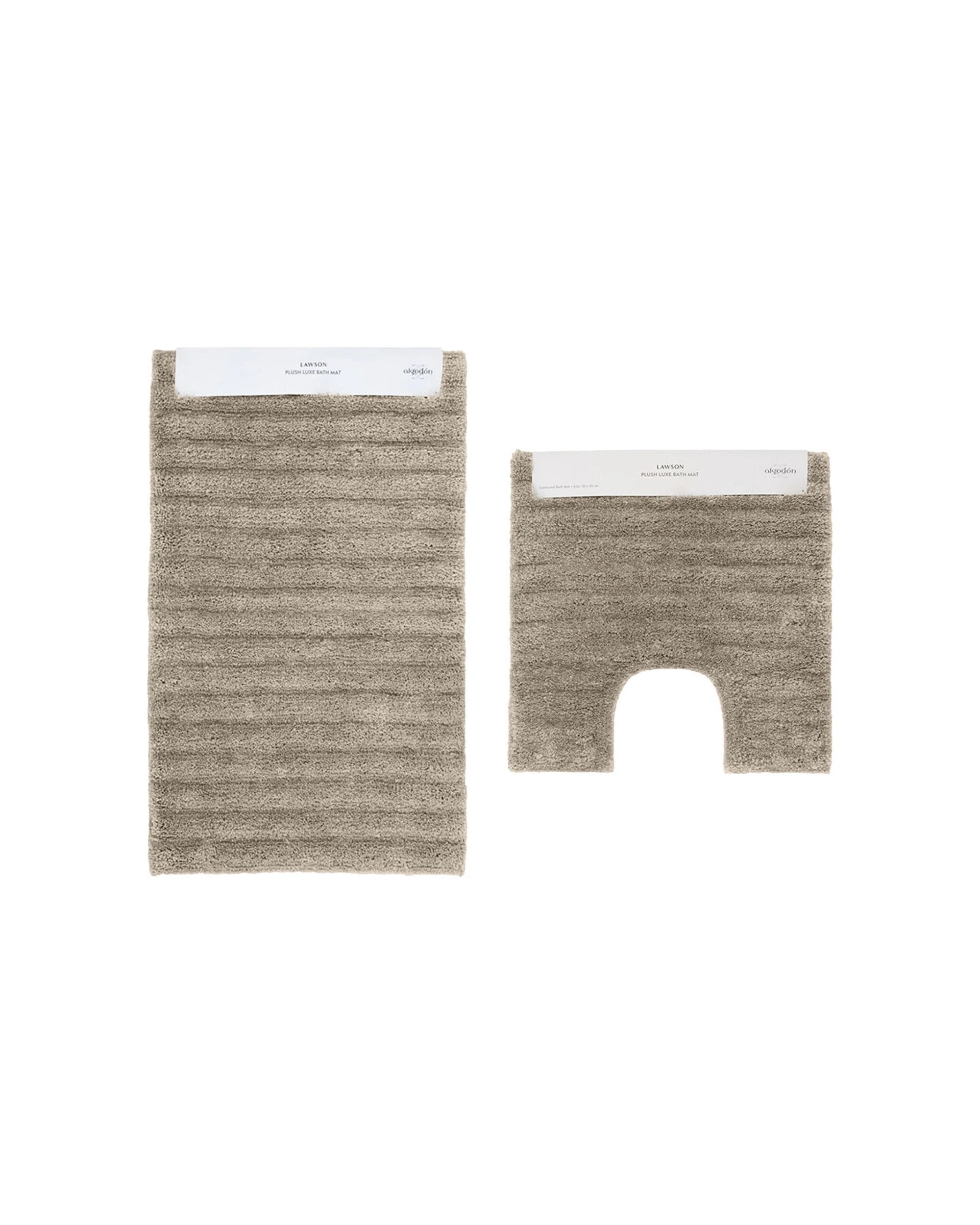 1 Algodon 2PC Lawson Plush Bath Runner Non-Slip Mat Set Taupe - Beige, 1 of 4