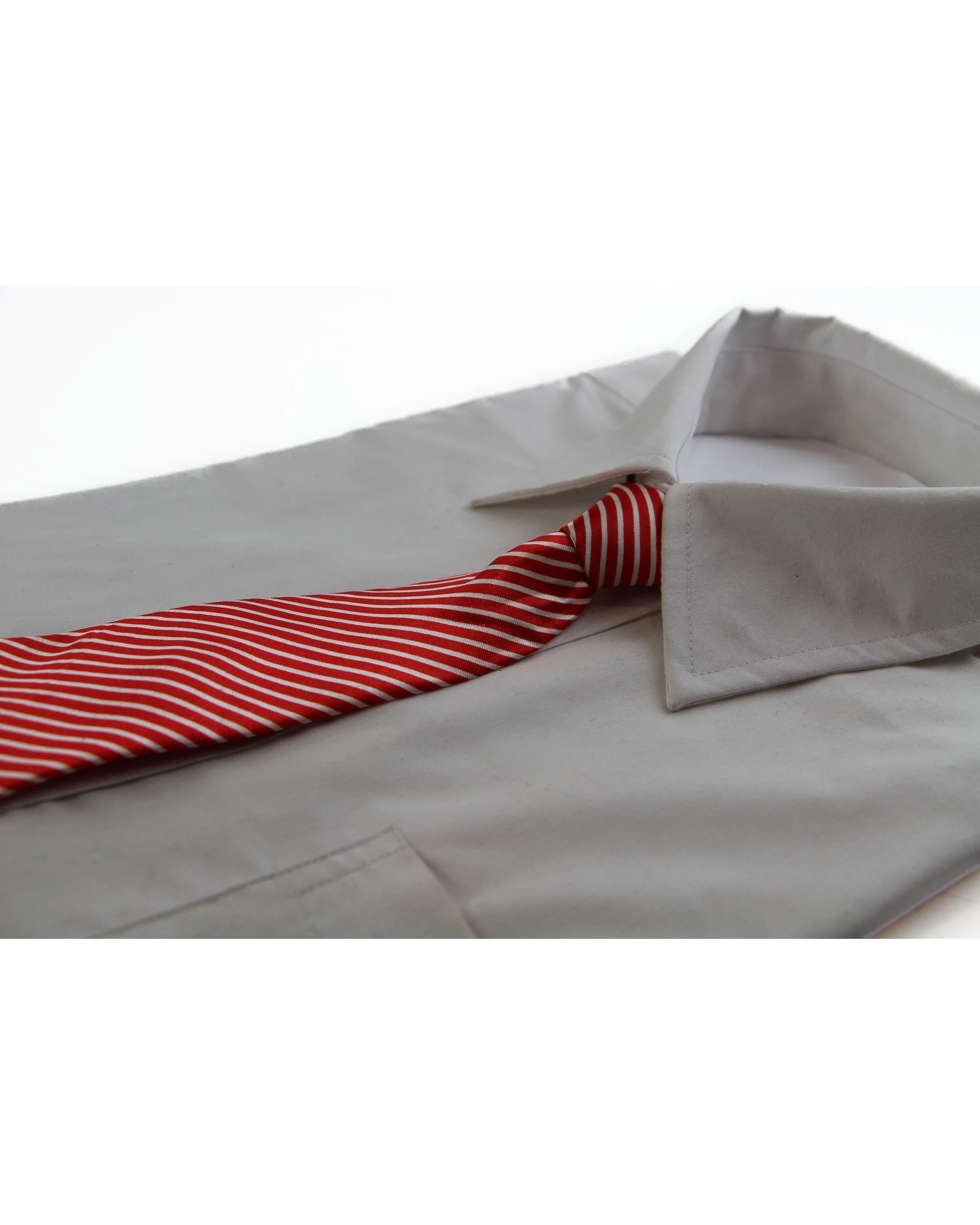 1 Zasel Kids Boys Red Black White Diagonal Patterned Elastic Neck Tie, 1 of 2