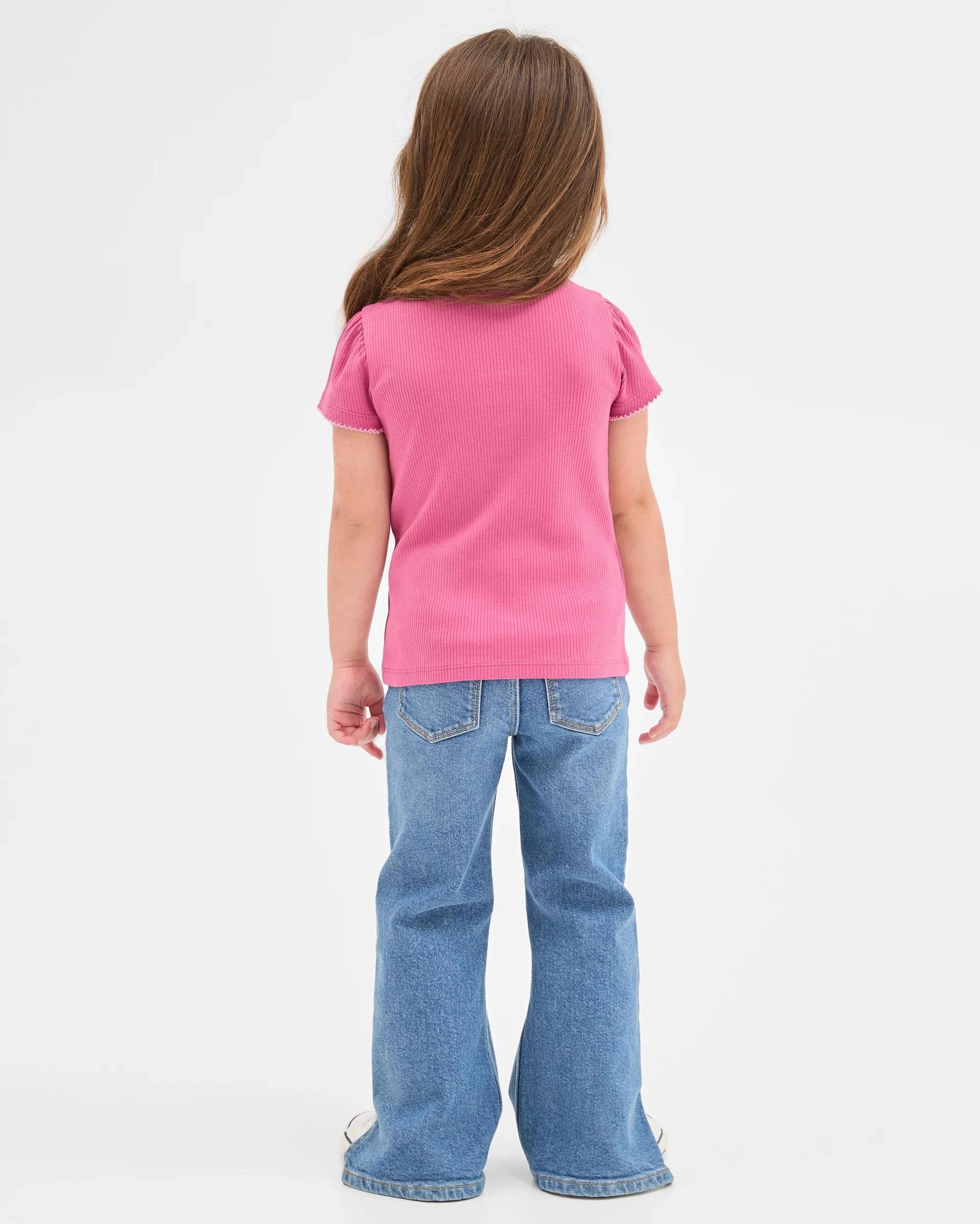 4 Target Kids Australian Cotton Pointelle Picot Trim T-Shirt PINK, 4 of 6