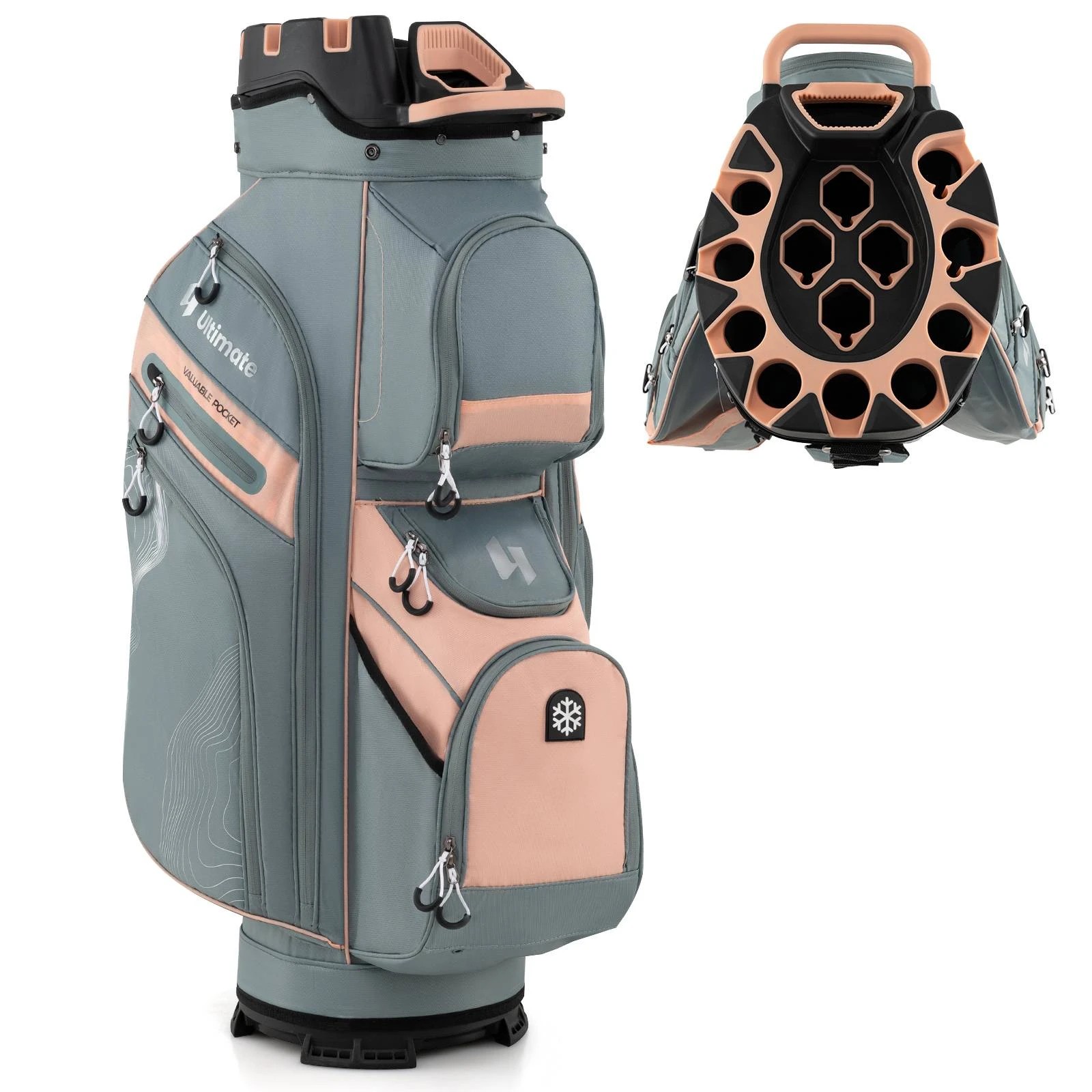 1 Costway Golf Cart Bag Molded Lock Top Golf Travel Bag w/14-Way Dividers & 11 Pockets Men Women - Orange, 1 of 1