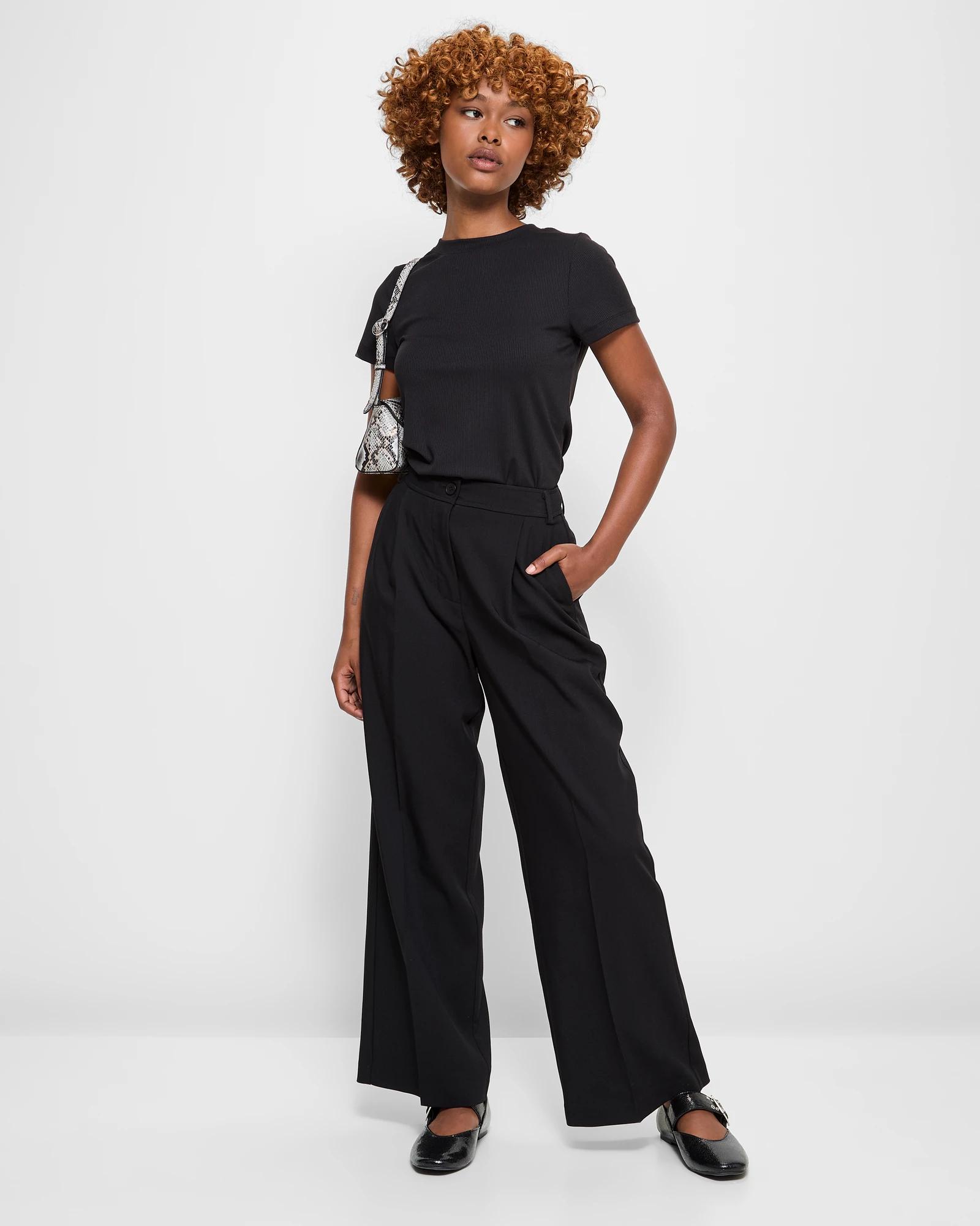 1 Target Petites Tailored Wide Leg Pants BLACK, 1 of 5