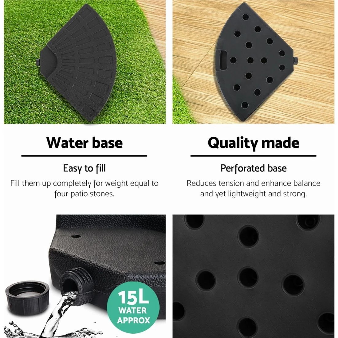 5 Instahut 48cm Outdoor Umbrella Base Stand 4 Plates Pod Cantilever - Black, 5 of 7