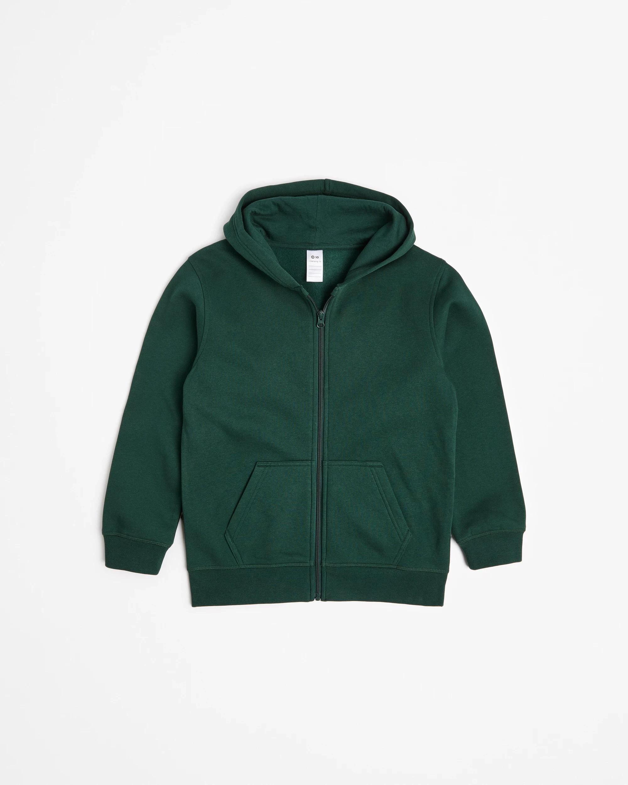 1 Target Australian Cotton Blend School Zip Through Fleece Jumper BOTTLE GREEN, 1 of 3