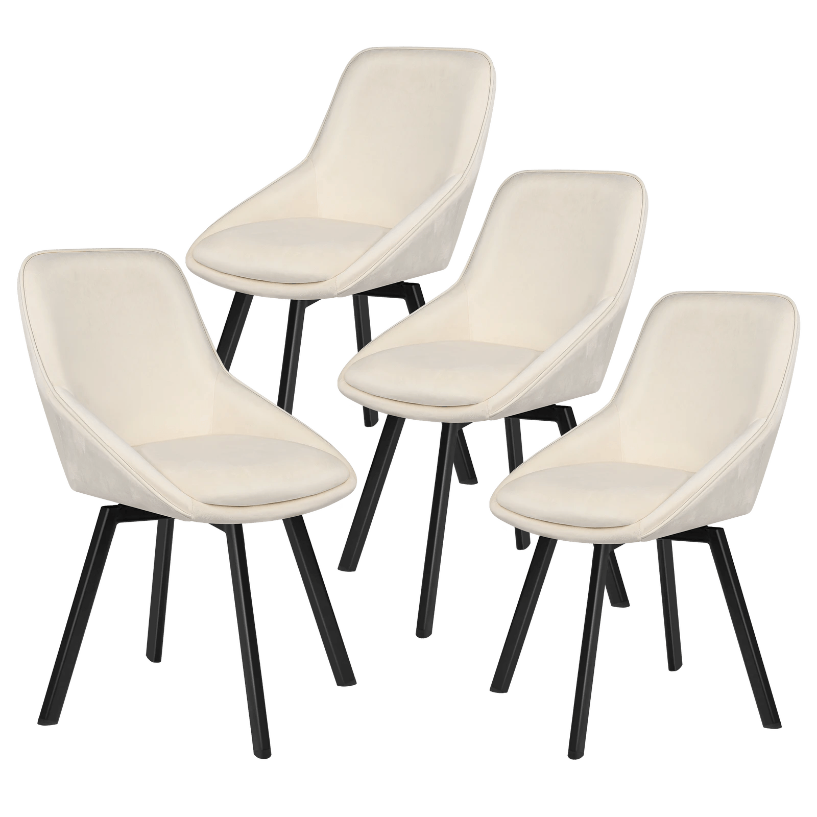 1 Alfordson 4x Dining Chairs Accent Kitchen Swivel Lounge Padded Seat Velvet - Beige, 1 of 8