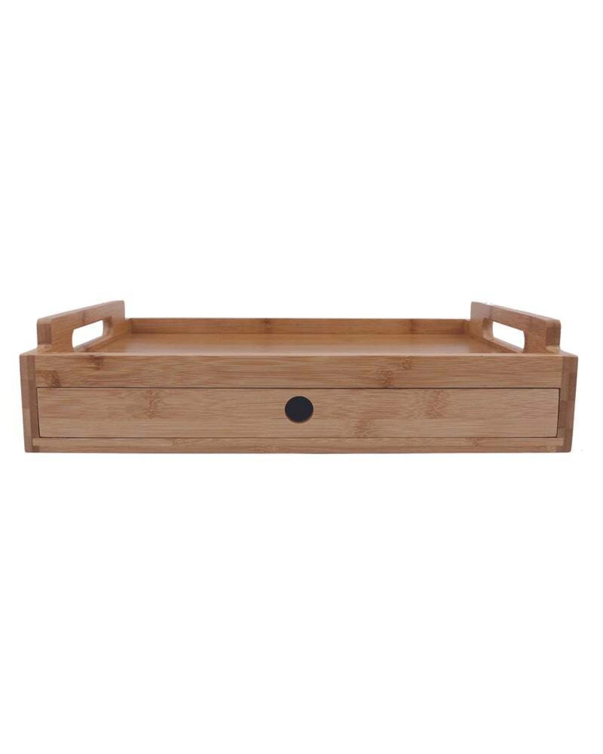 3 BR Home Bamboo Food Serving Tray with Pull-Out Storage Drawer, 3 of 5