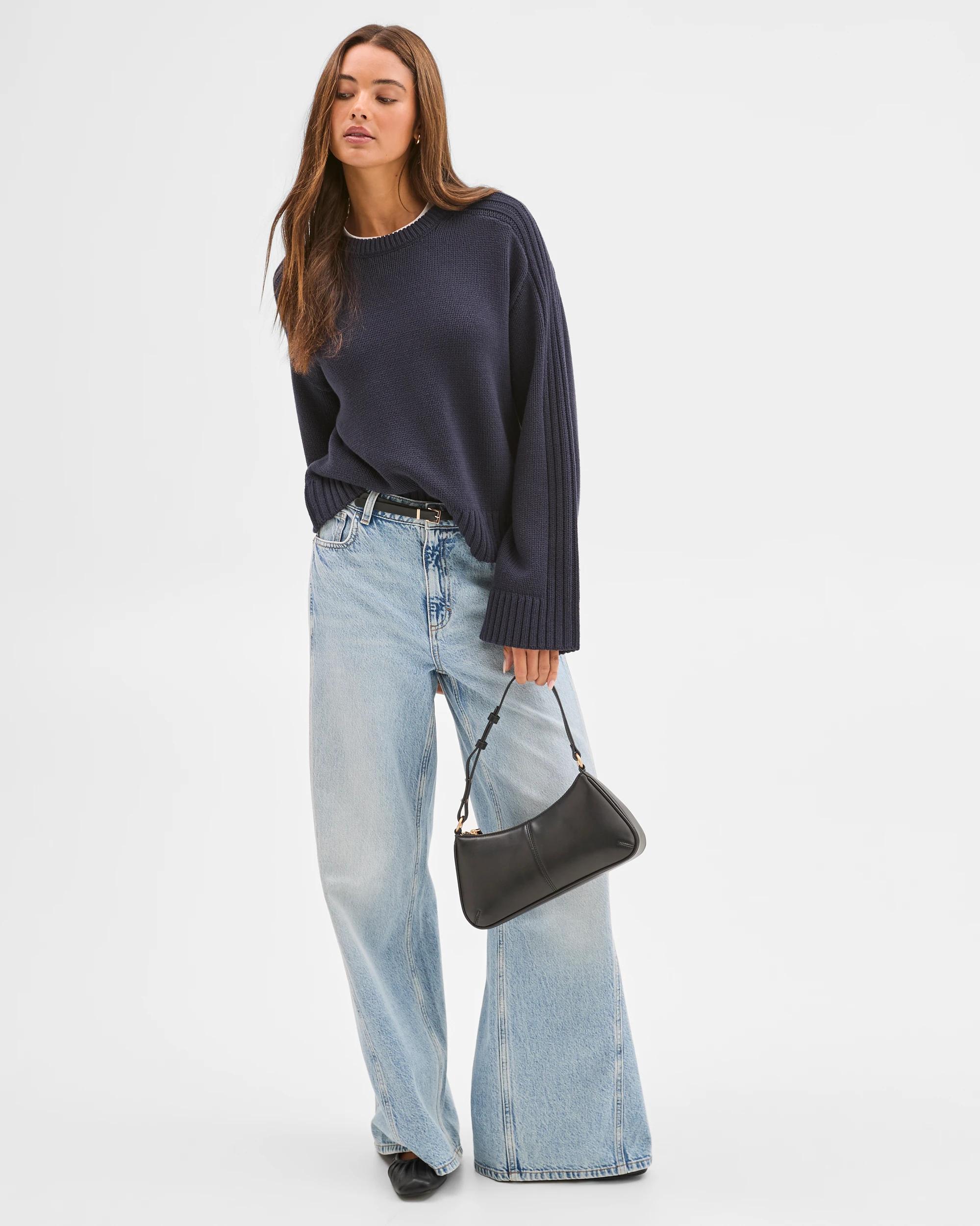 2 Lily Loves Australian Cotton Blend Crew Neck Knit Jumper NAVY, 2 of 7