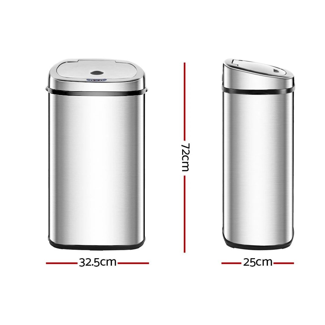 2 Devanti 50L Motion Sensor Bin Rubbish Automatic - Silver, 2 of 6