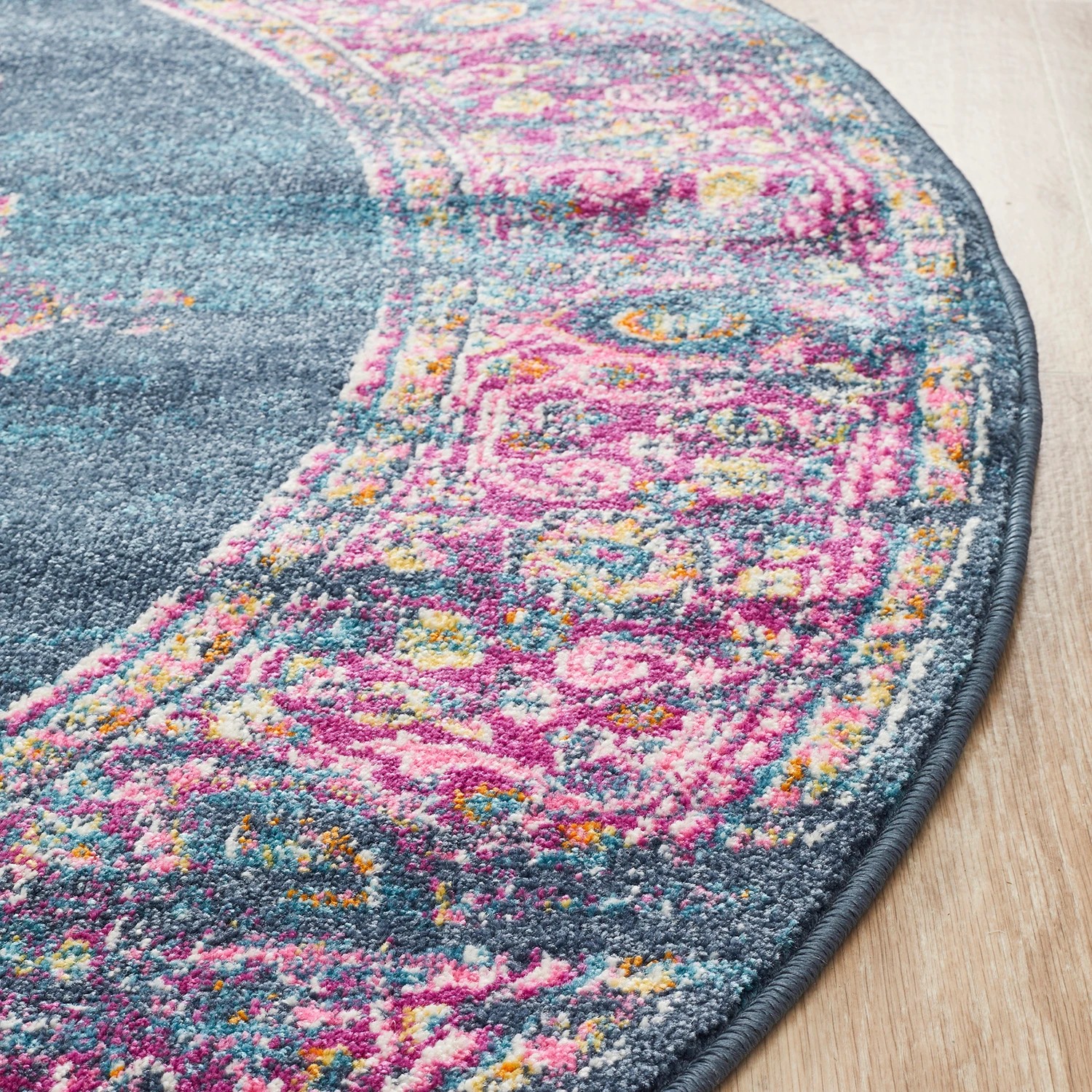 4 Common Ground Rugs Atlas 211 240x240cm - Large Round Power Loomed Pet Friendly Rug - Blue, 4 of 7