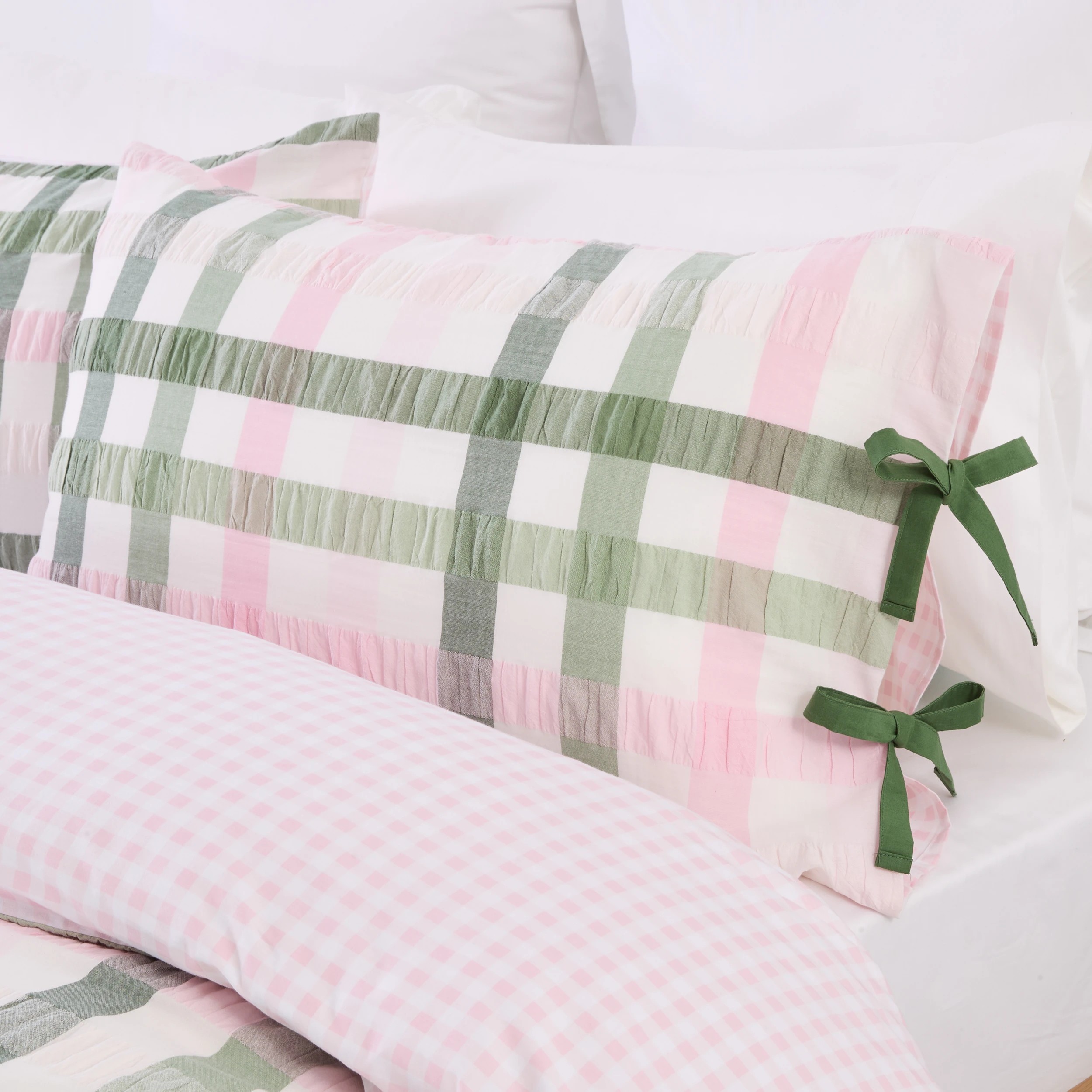 4 Cotton Quilt Cover Set - Super King Bed, Olive, 4 of 9