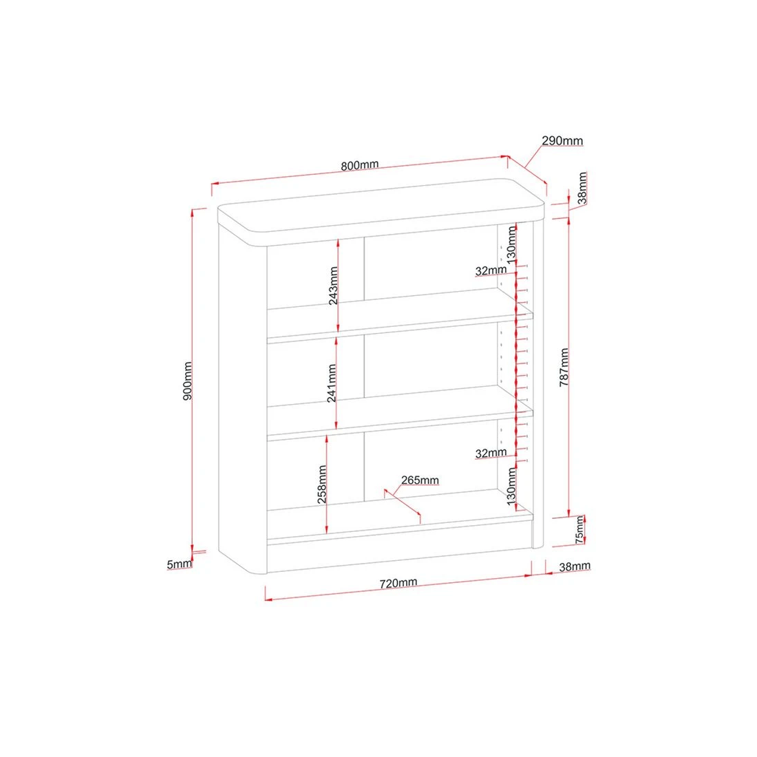 8 Marstand Bookcase 900mm Oak and White, 8 of 8