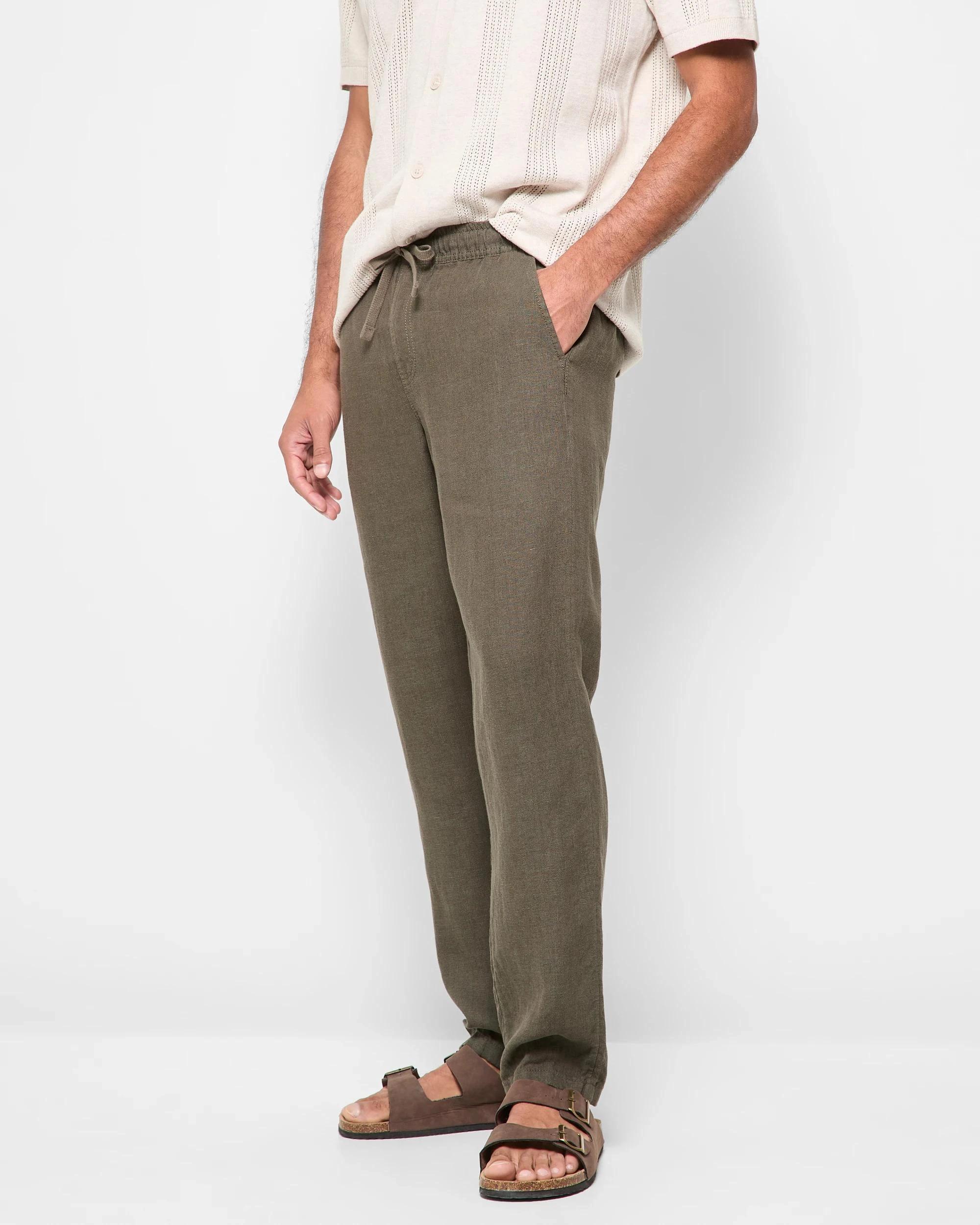 3 Target European Linen Pants DARK OLIVE, 3 of 10