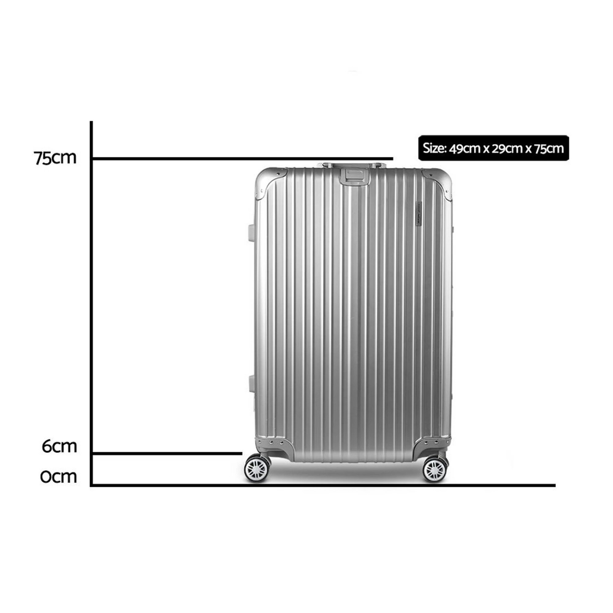 2 Wanderlite Luggage Trolley Travel Suitcase Set TSA Carry On - Silver, 2 of 8