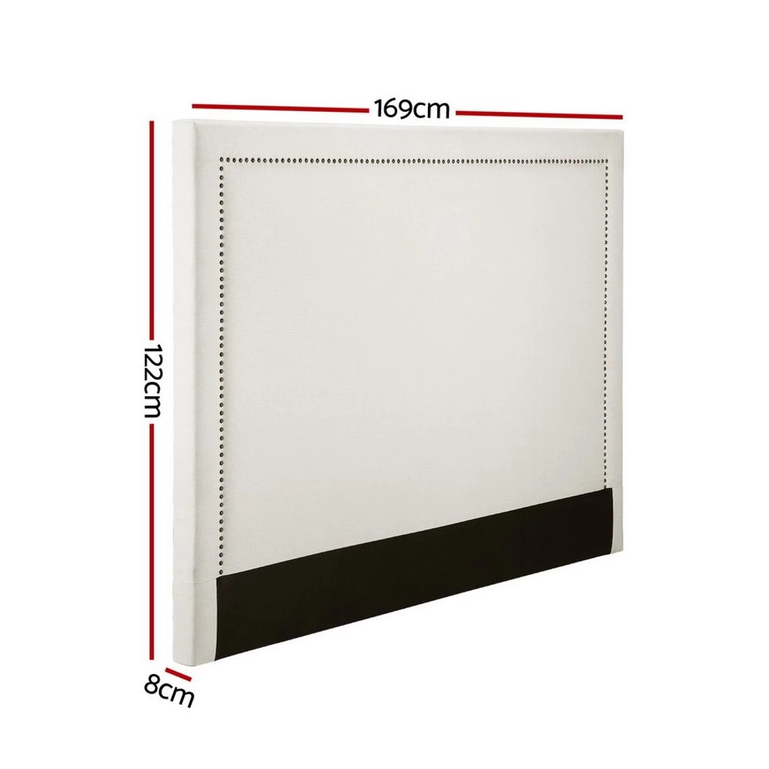 1 Artiss Bed Frame Bed Head Headboard Queen Fabric - Beige, 1 of 7