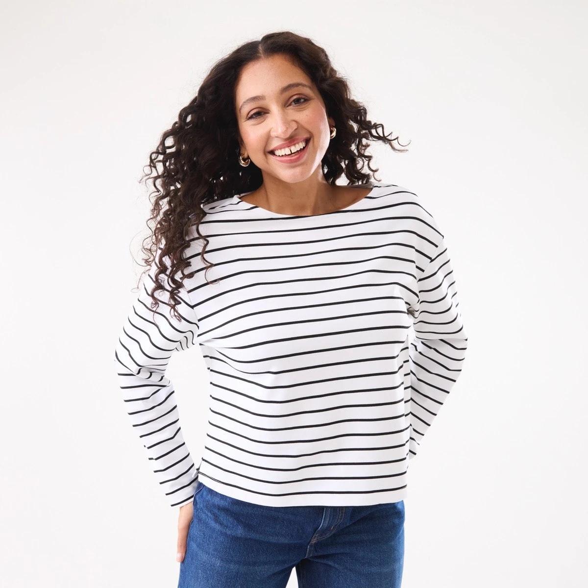 1 Long Sleeve Drop Shoulder T-shirt Snow Strp, 1 of 7