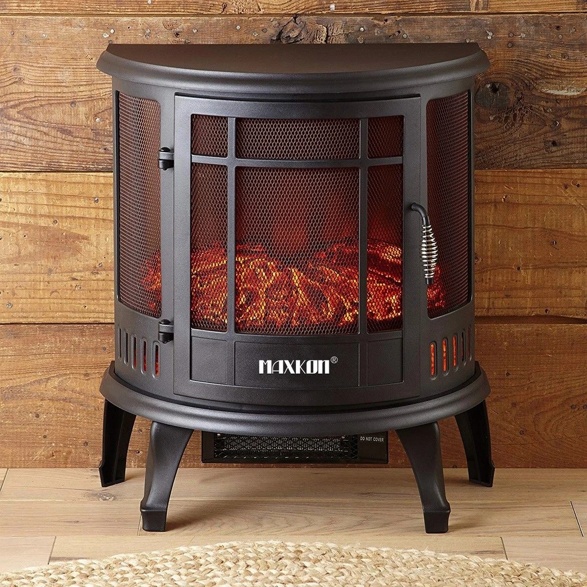 2 MAXKON Electric Fireplace Freestanding Stove Heater LED Flame Effect Log Fire 1800W, 2 of 8