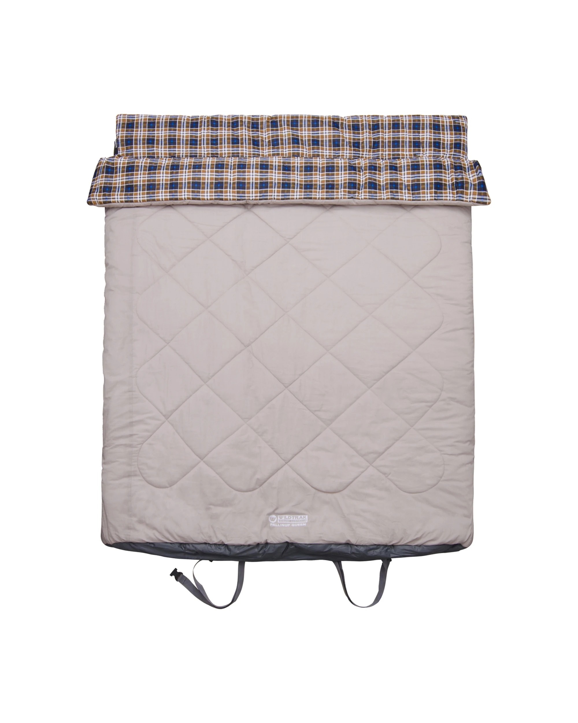 1 Wildtrak Pallinup Queen Comfort Sleeping Bag Waterproof Bottom - Grey, 1 of 3