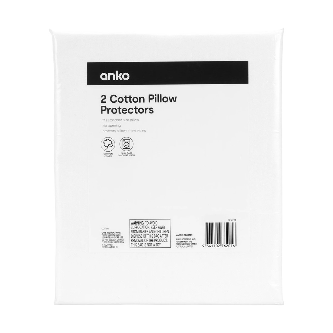 1 2 Pack Cotton Pillow Protectors - White, 1 of 4