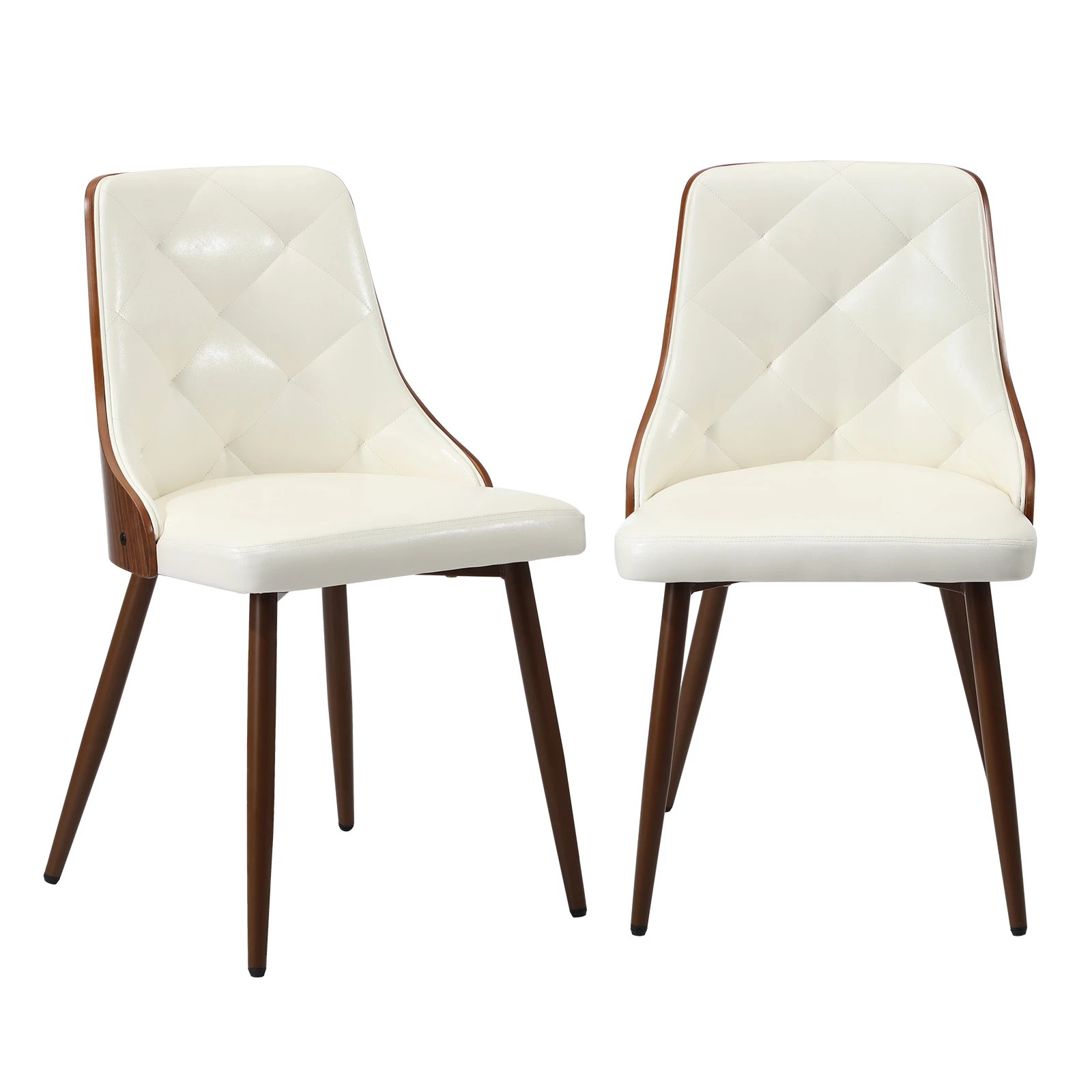 1 Oikiture 2pcs Dining Chairs Kitchen Accent Lounge Pu Leather
 - White, 1 of 10