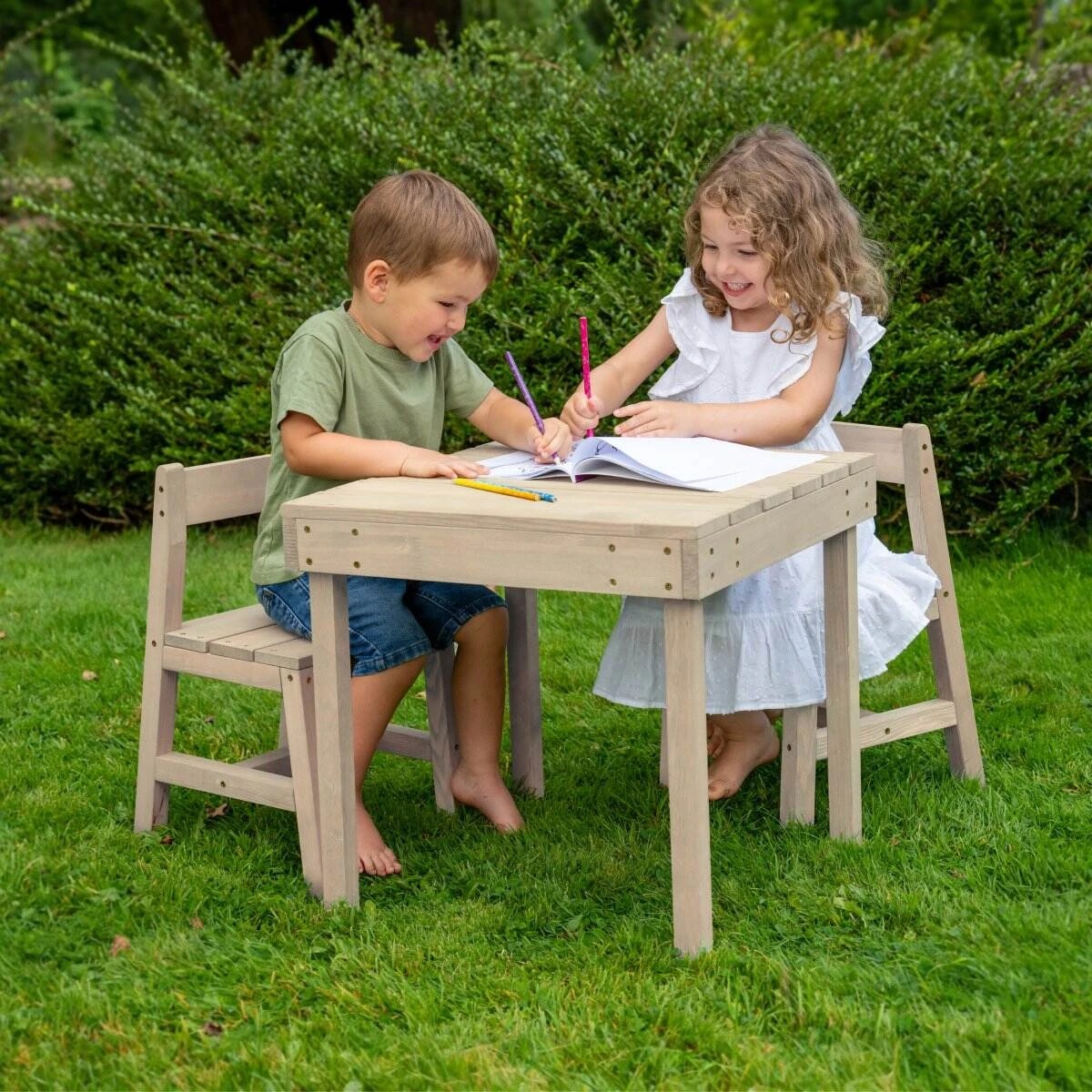 5 Wooden Table and Chairs, 5 of 6