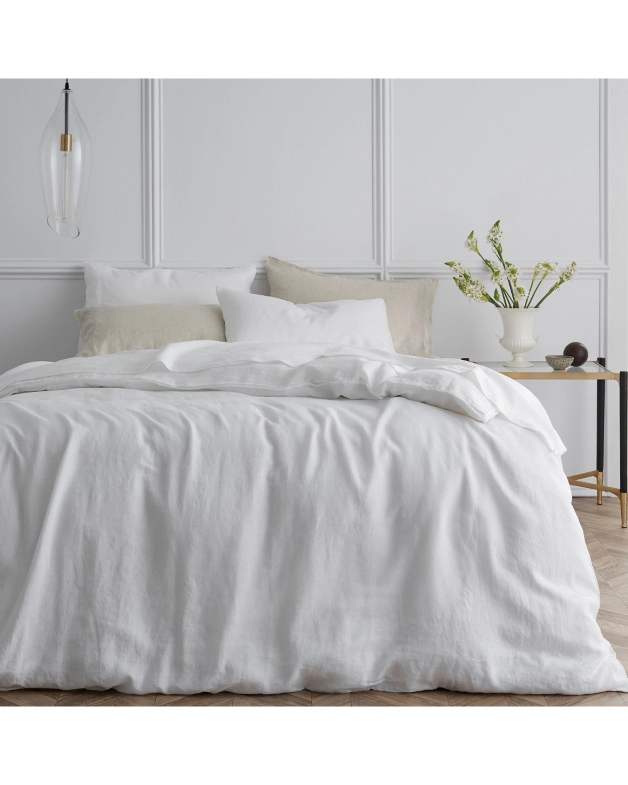 1 Bedding Co Quilt Cover Set 100% French Flax Linen - King Bed - White, 1 of 5