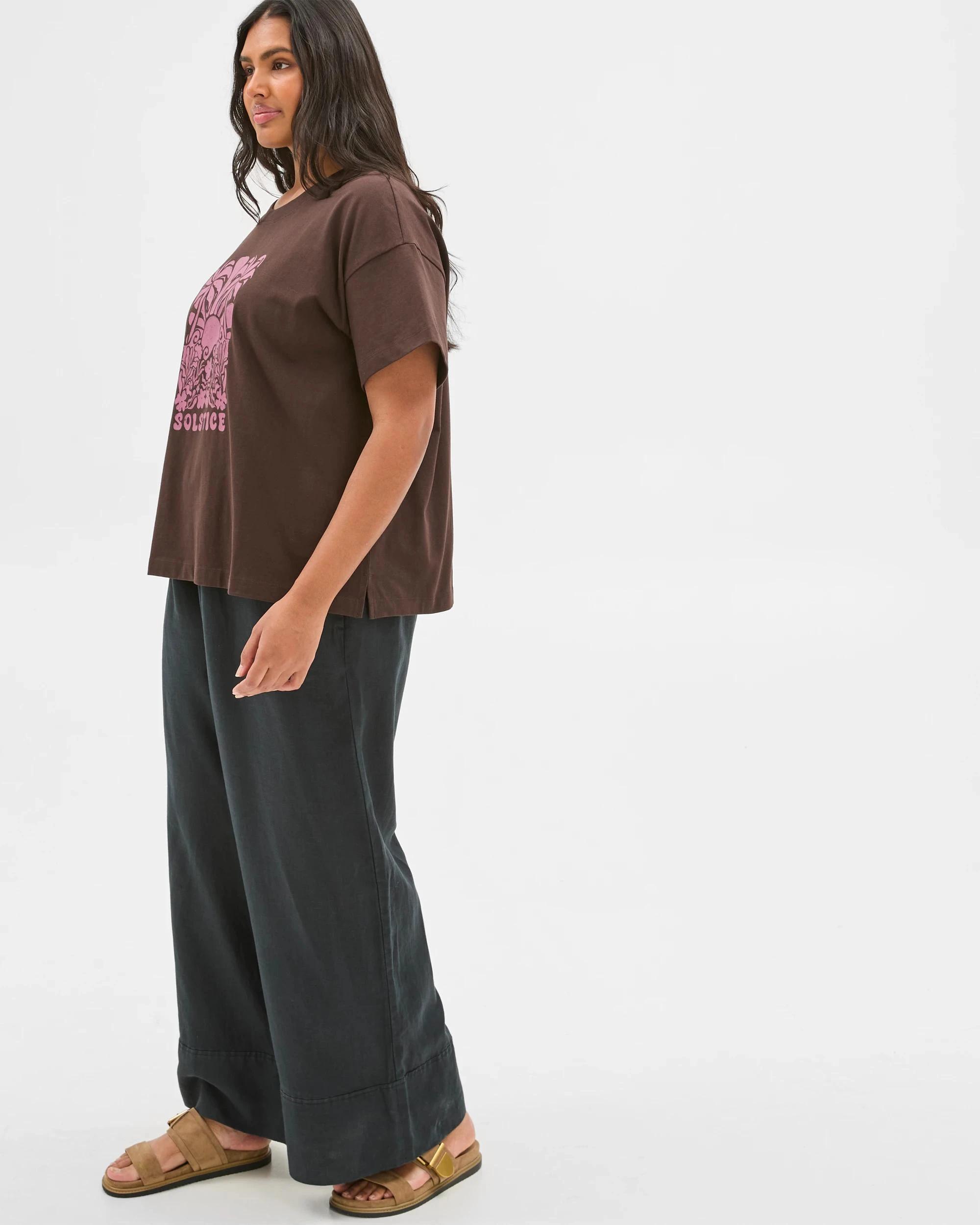 4 Target Plus Size Australian Cotton Graphic Split Hem T-Shirt BRUNETTE/DAMSON, 4 of 7