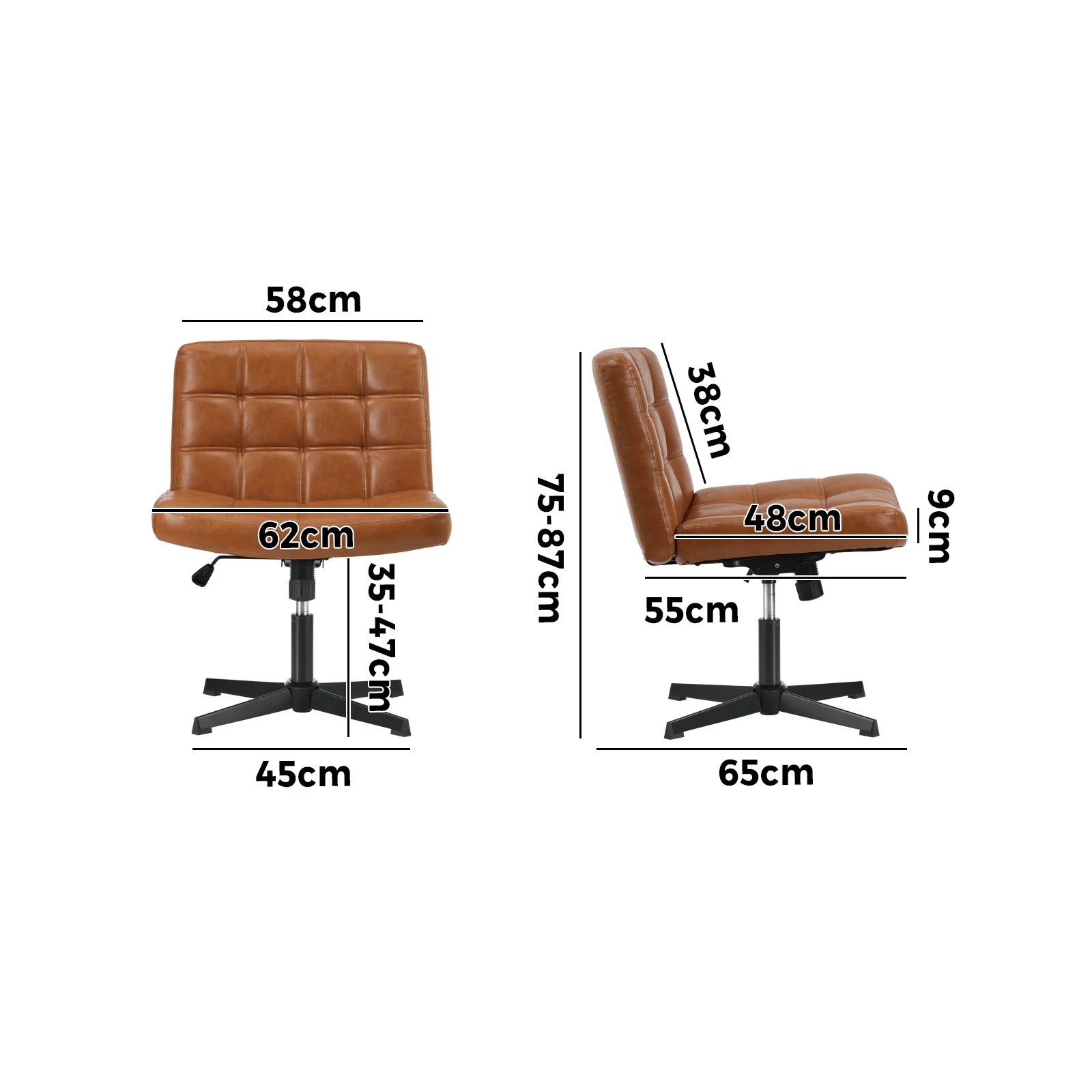 8 Oikiture Armless Office Desk Chair Faux Leather
 - Brown, 8 of 9