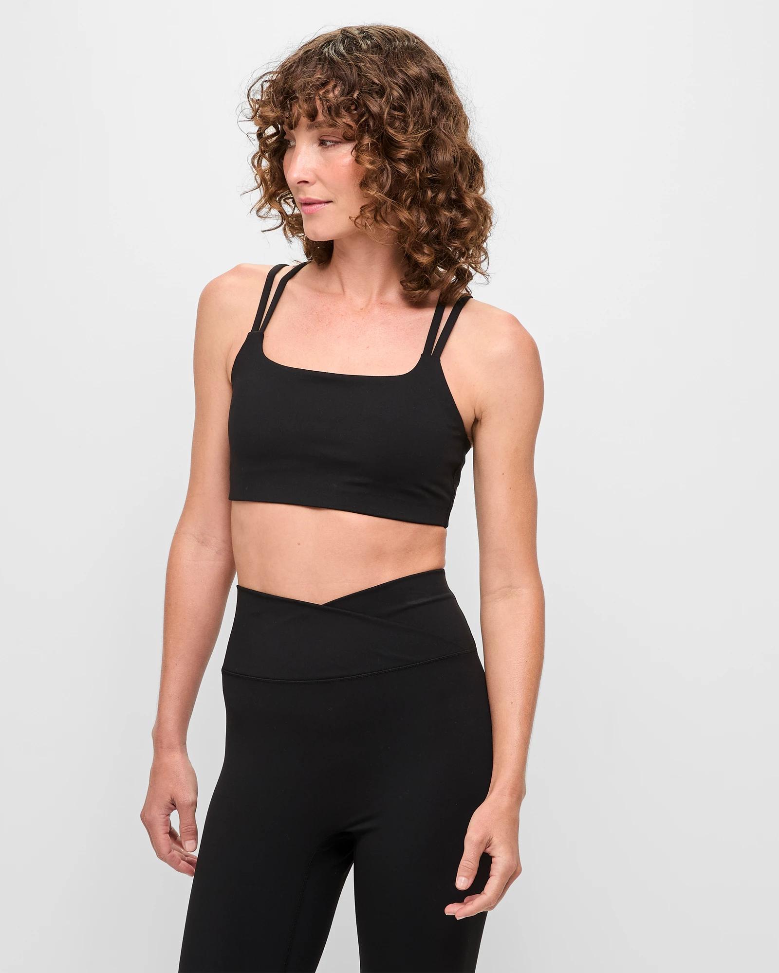 3 Target Active Low Impact Strappy Back Studio Soft Crop Top BLACK, 3 of 5