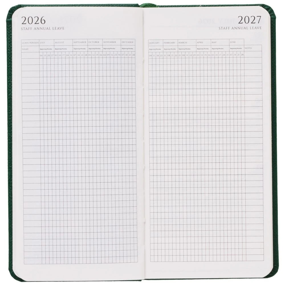 5 J.Burrows Slim Week to View Textured FY26/27 Diary Green, 5 of 6