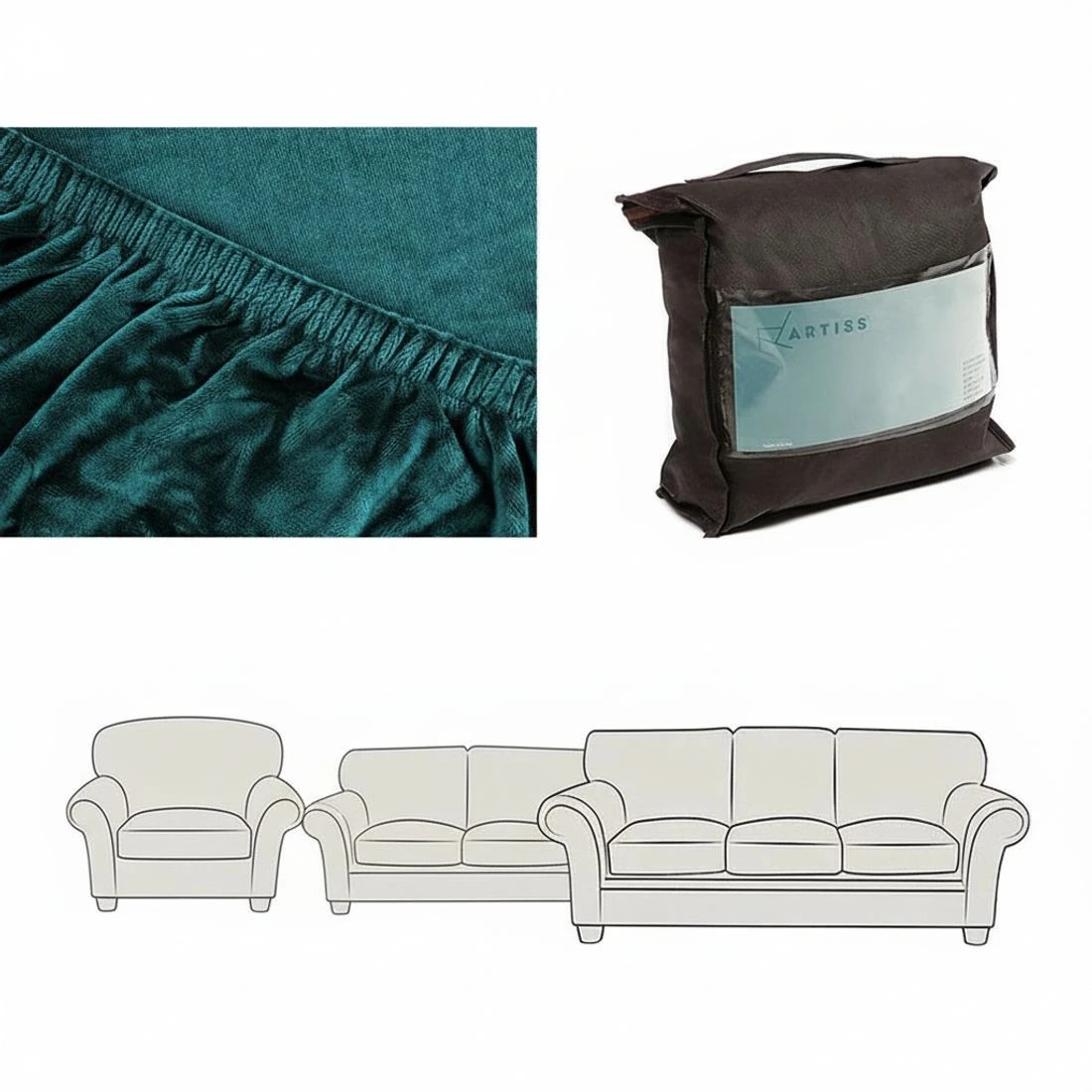 4 Artiss Sofa Cover Couch Covers 2 Seater Velvet Agate Green - Green, 4 of 4