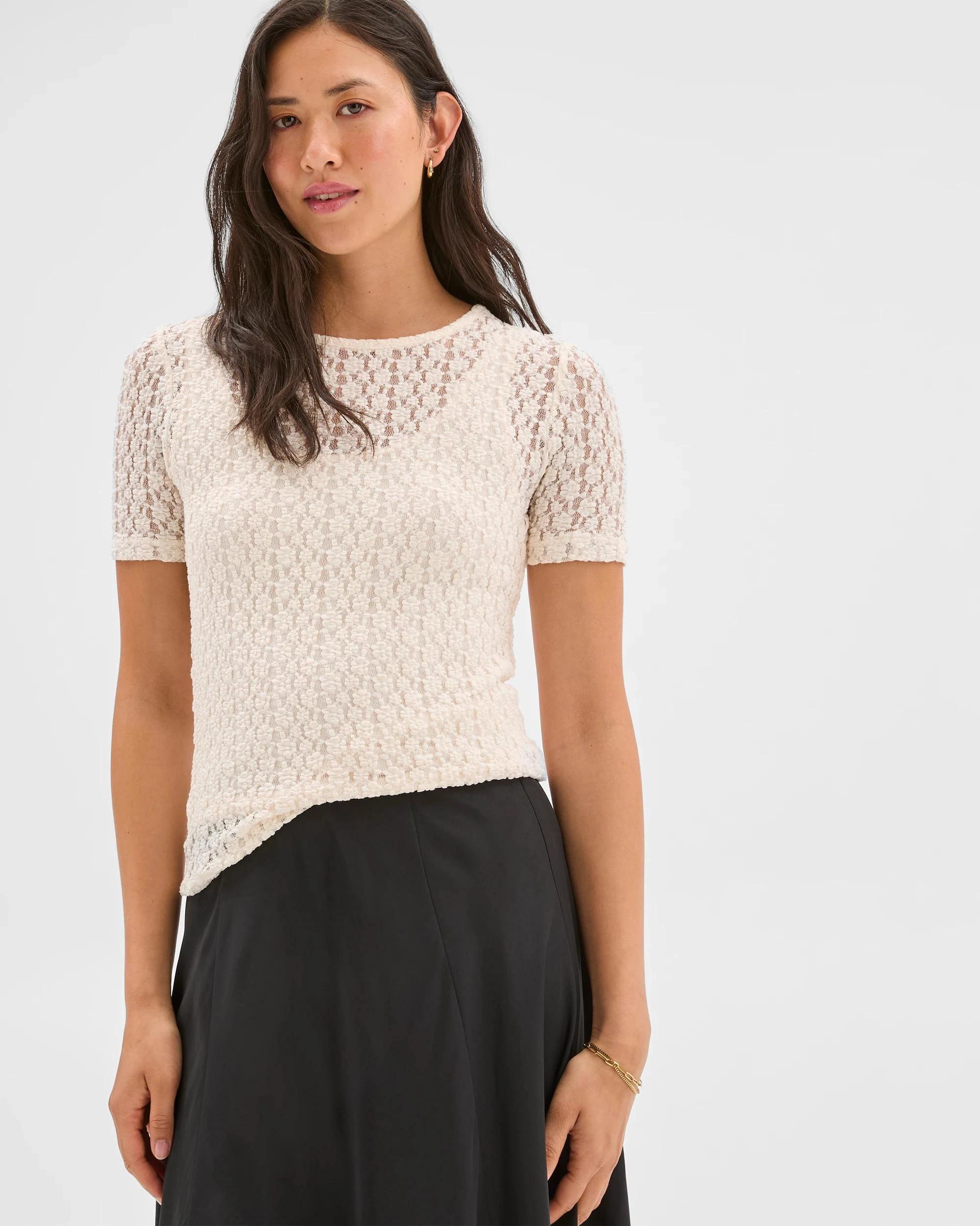 4 Crinkle Lace Top - Preview CREAM, 4 of 6