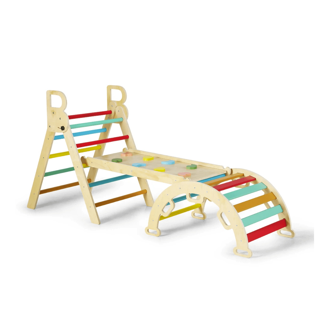 1 PlayPals 7-In-1 Pikler Triangle Set Wooden Montessori Climbing Toys Kids Climber - Multi, 1 of 3