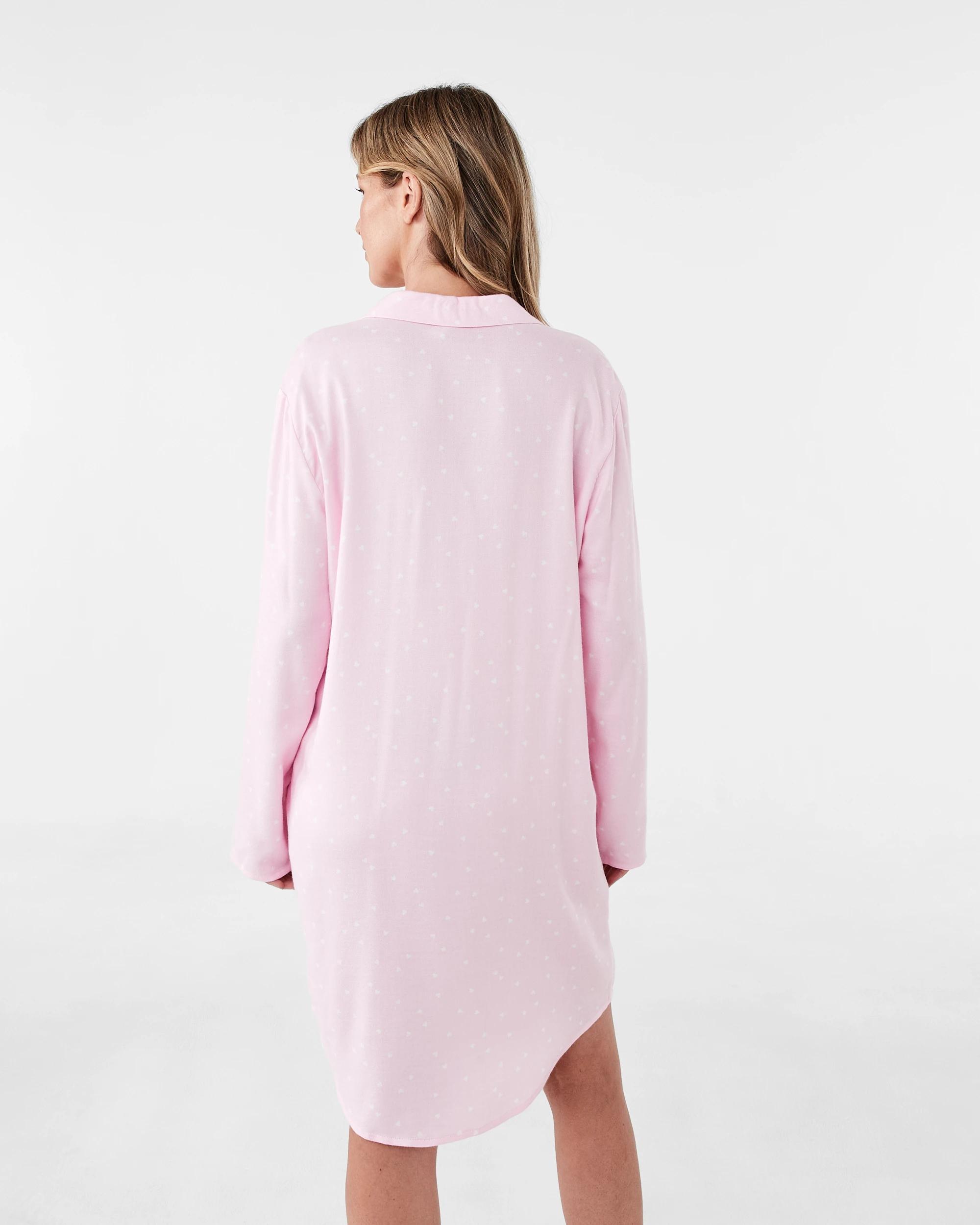 3 Long Sleeve Flannel Nightie Pnk Heart, 3 of 7